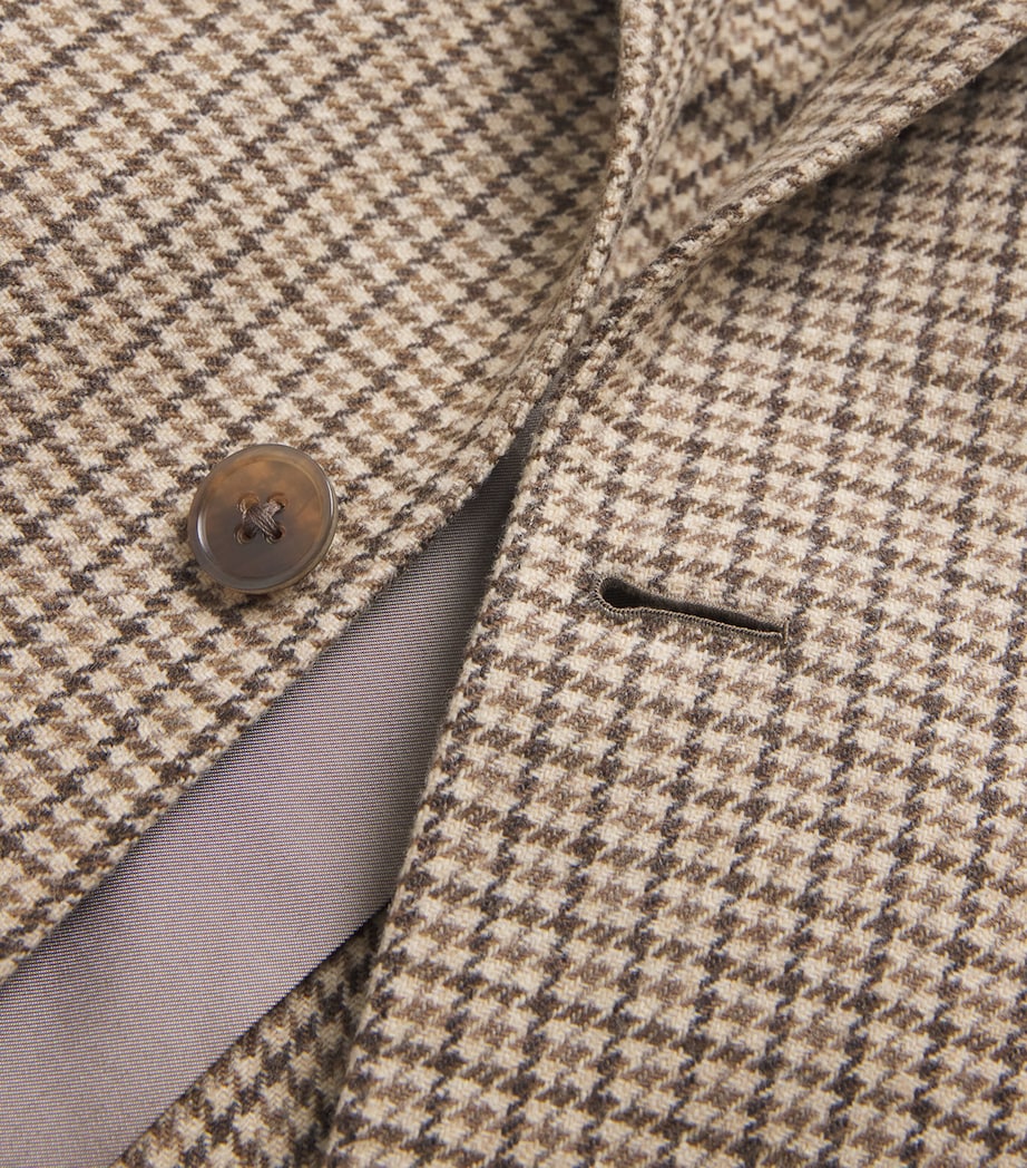 Wool-Cashmere Houndstooth Blazer CHMP/BRN Image 5