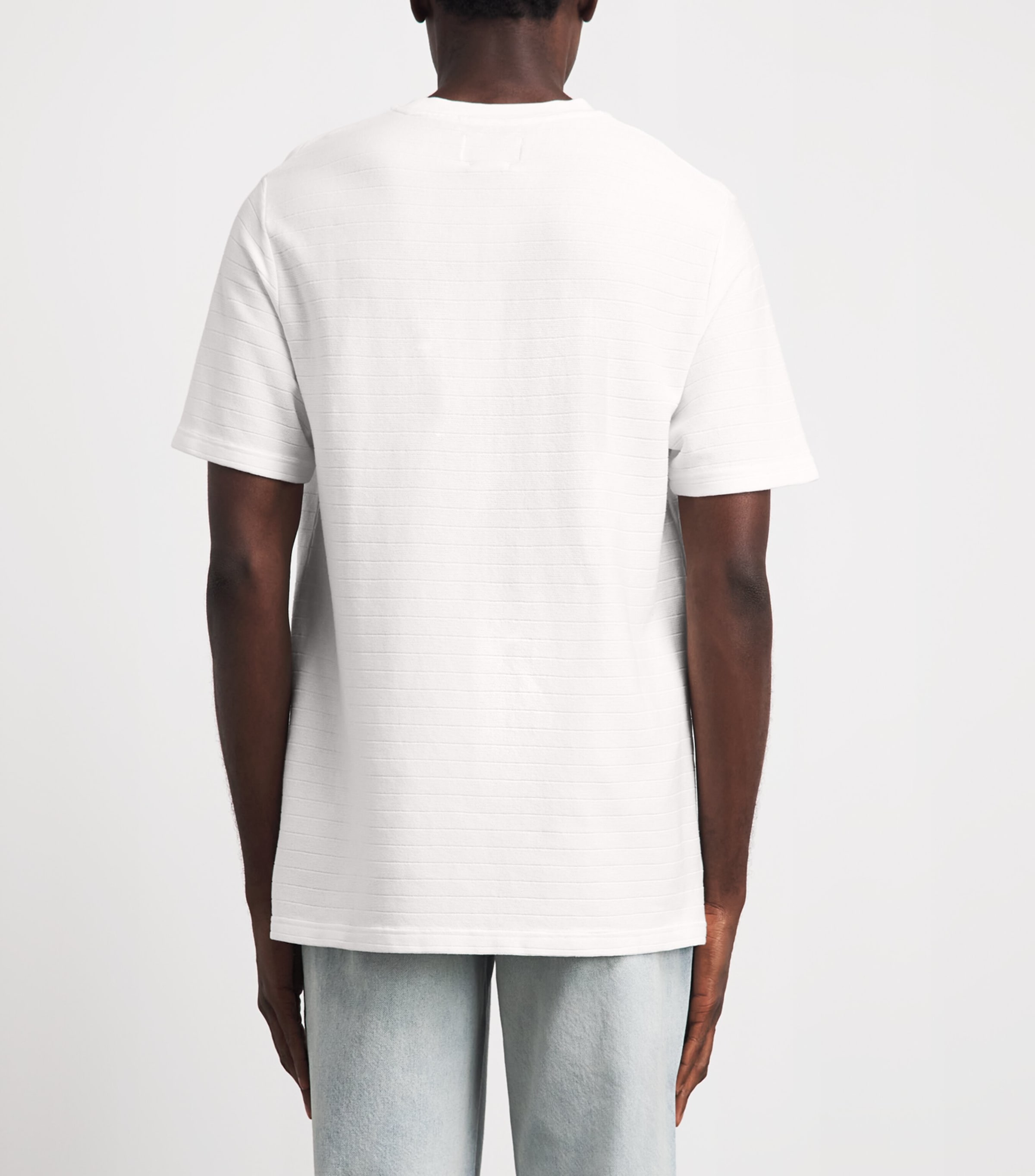 Oliver Spencer Mens Organic Cotton Rib-Knit Lynton T-Shirt Ecru Image 5
