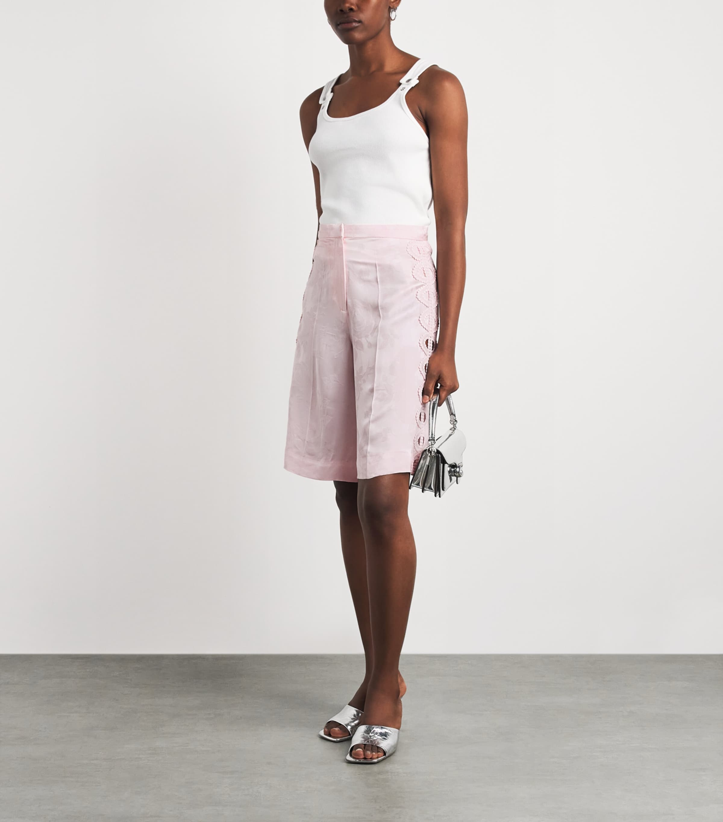 Sandro Paris Womens Floral Jacquard Bermuda Shorts Pink Image 2