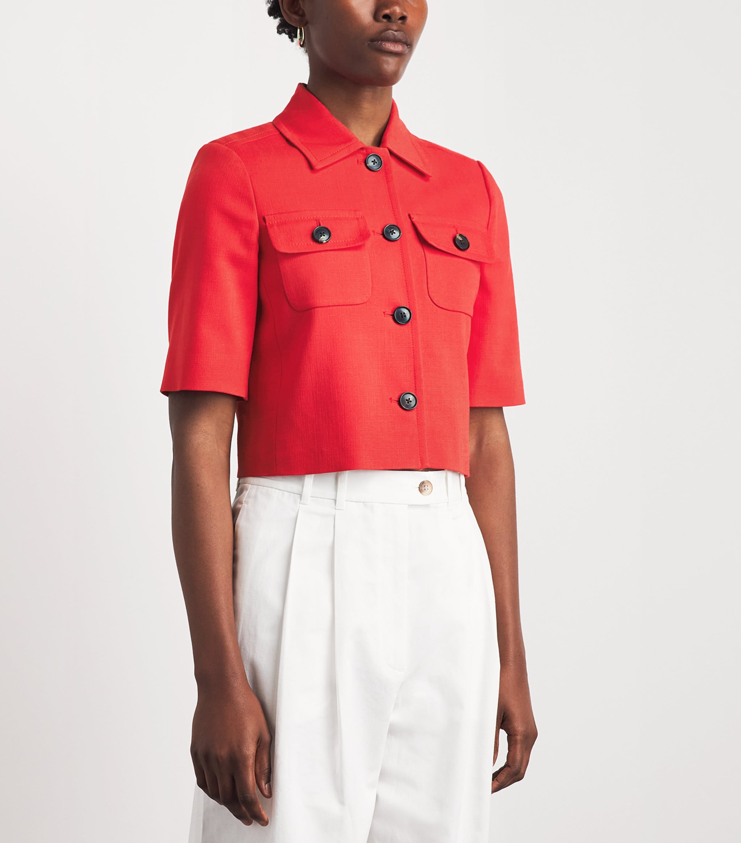 ME+EM Womens Cropped Jacket Lipstick Red Image 4