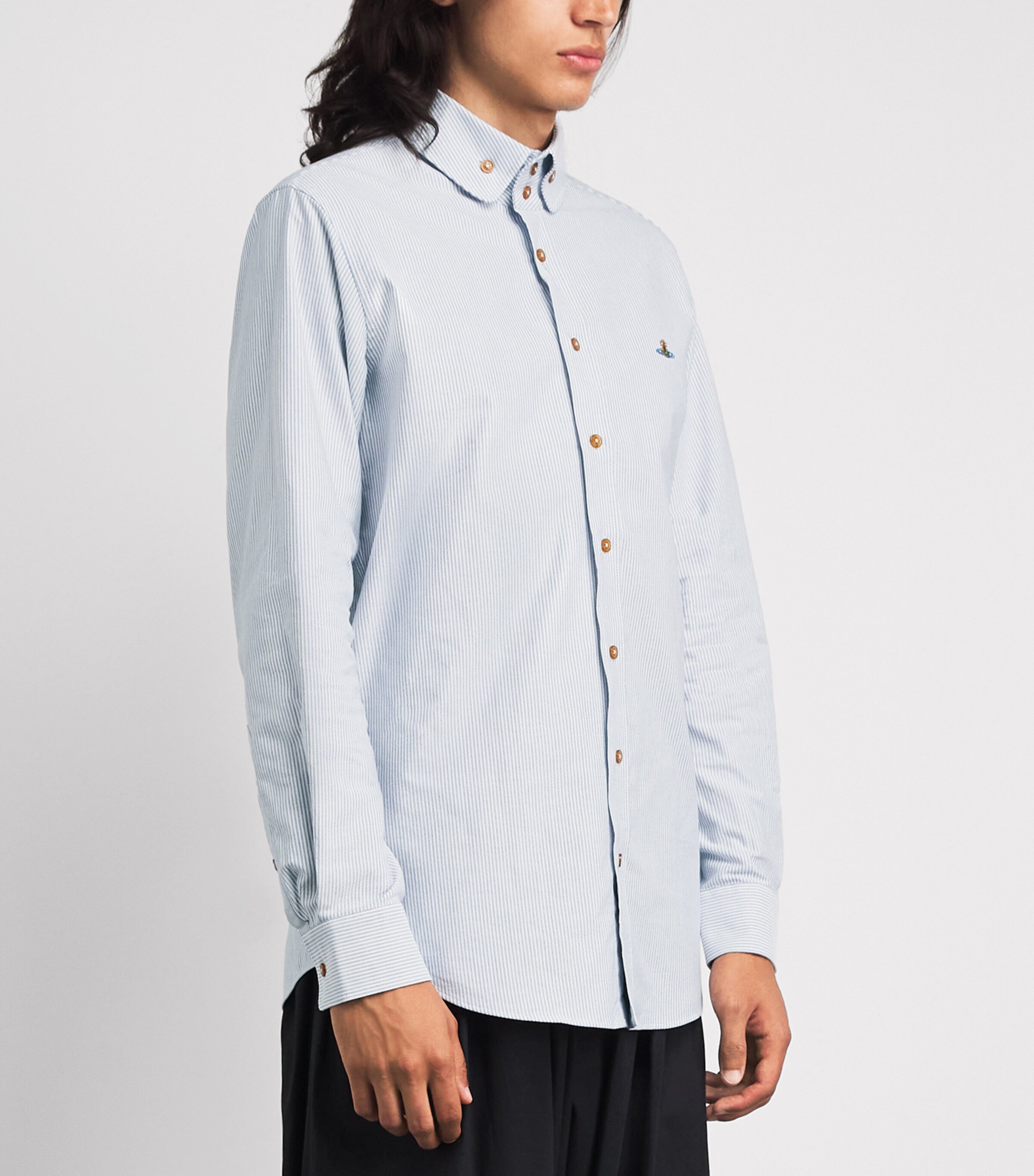 Vivienne Westwood Mens Organic Cotton Two-Button Krall Shirt Ink Stripe Image 4