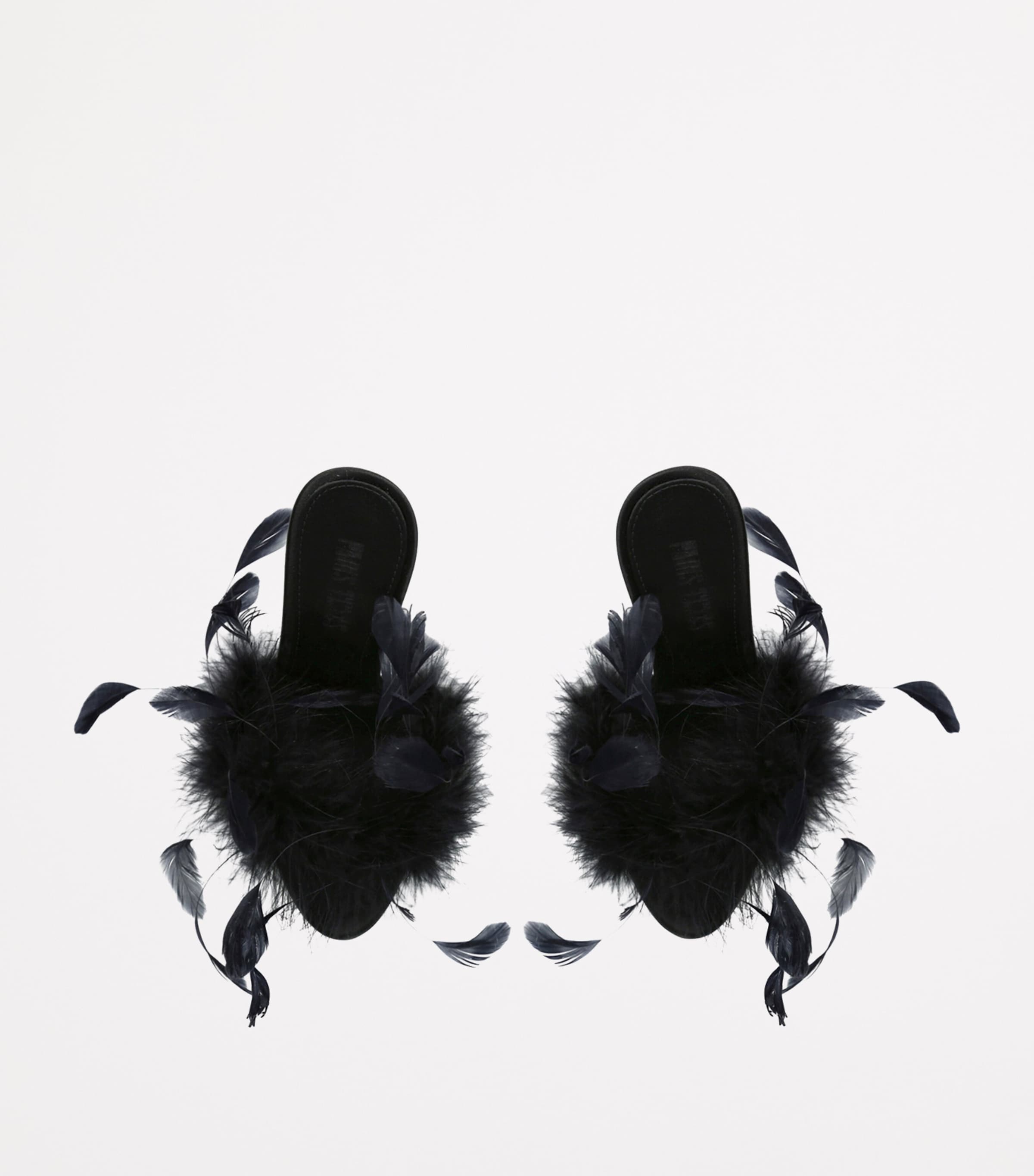 Paris Texas Feather Lidia Mules 105 Black Image 4