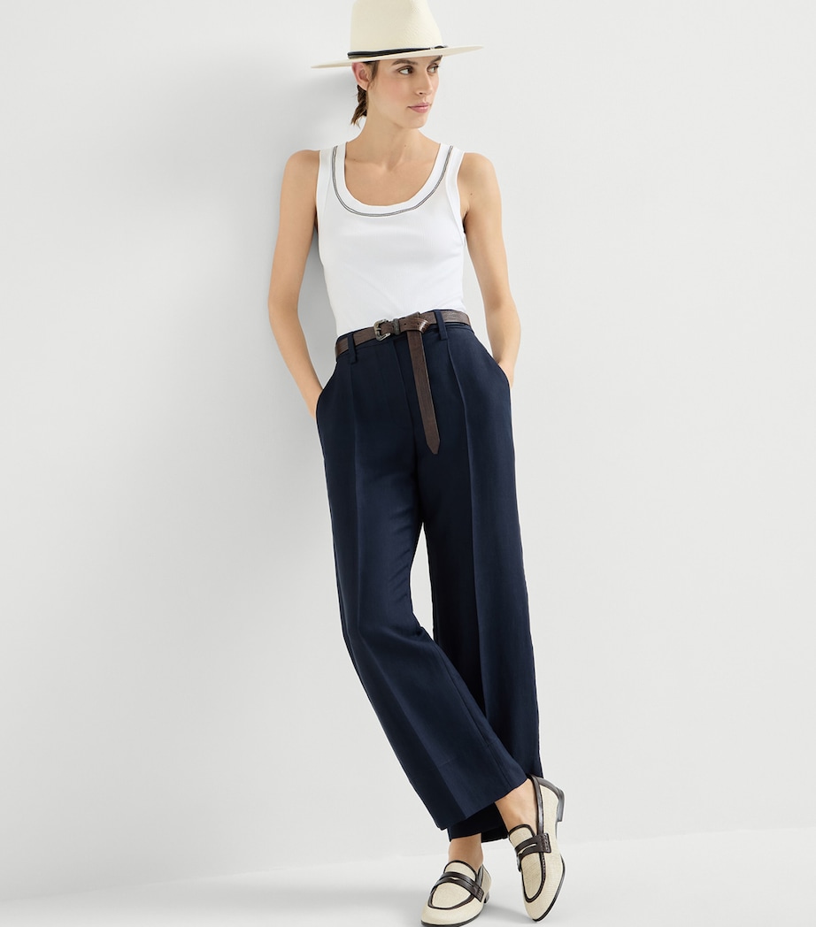 Twill Monili-Trim Trousers C4224 Image 4