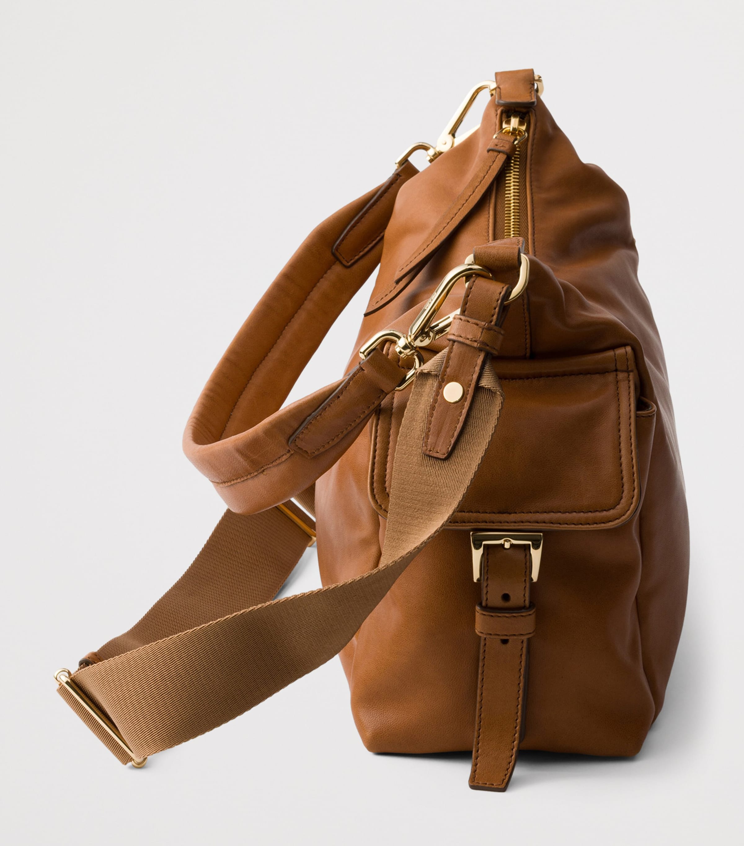 Prada Womens Large Nappa Leather Explore Shoulder Bag Brown Image 7