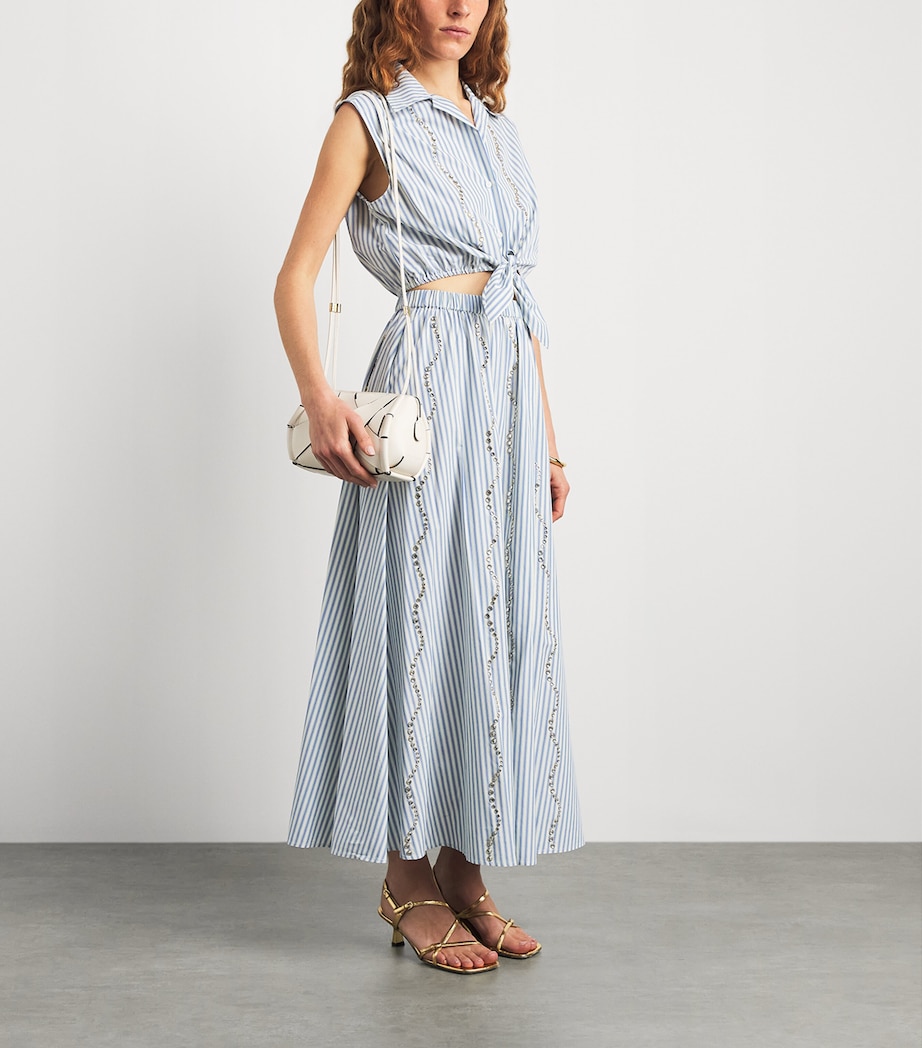 Sandro Paris Womens Rhinestone Stripe Maxi Skirt Blue Image 2