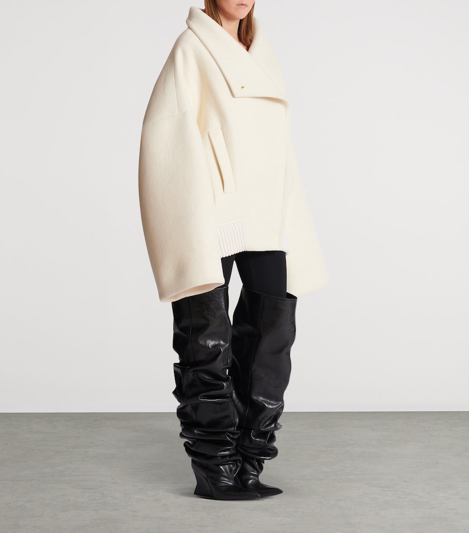 Wool-Blend Oversized Caban Jacket 0FA BLANC Image 5