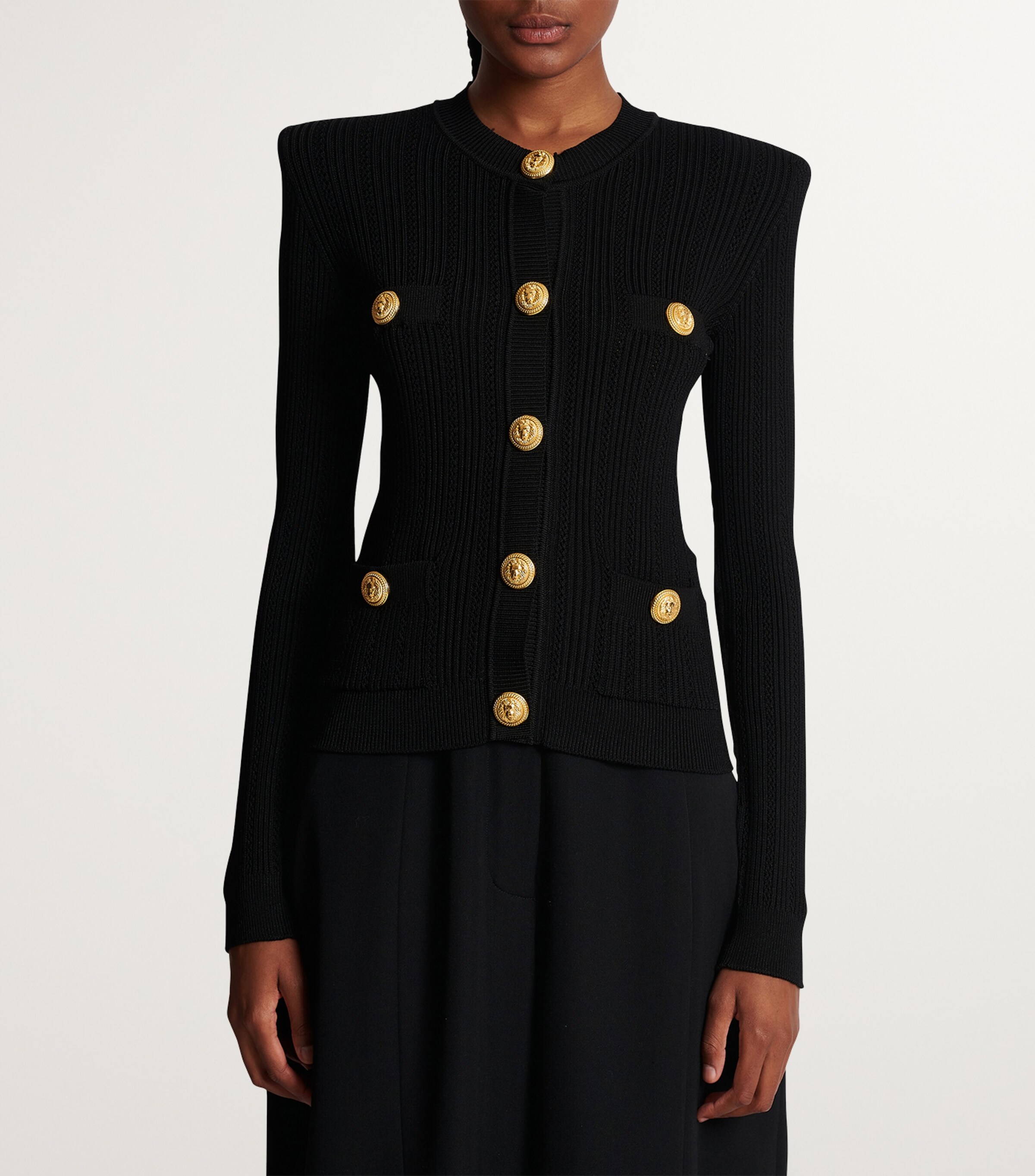 Wool-Blend Structured Cardigan 0PA NOIR Image 4