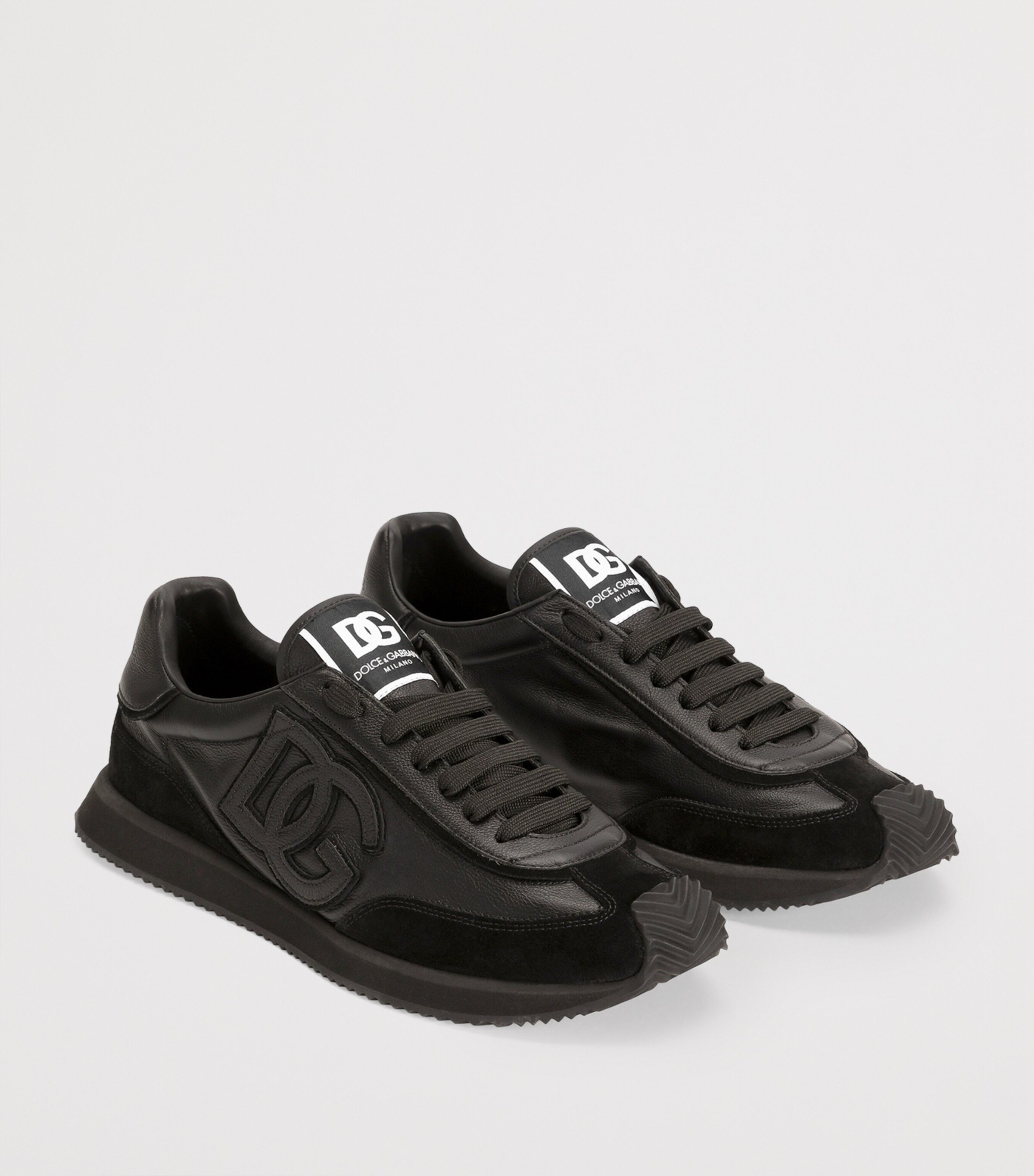 Suede and Leather DG Cushion Sneakers 8B956-BLACK/BLACK Image 2