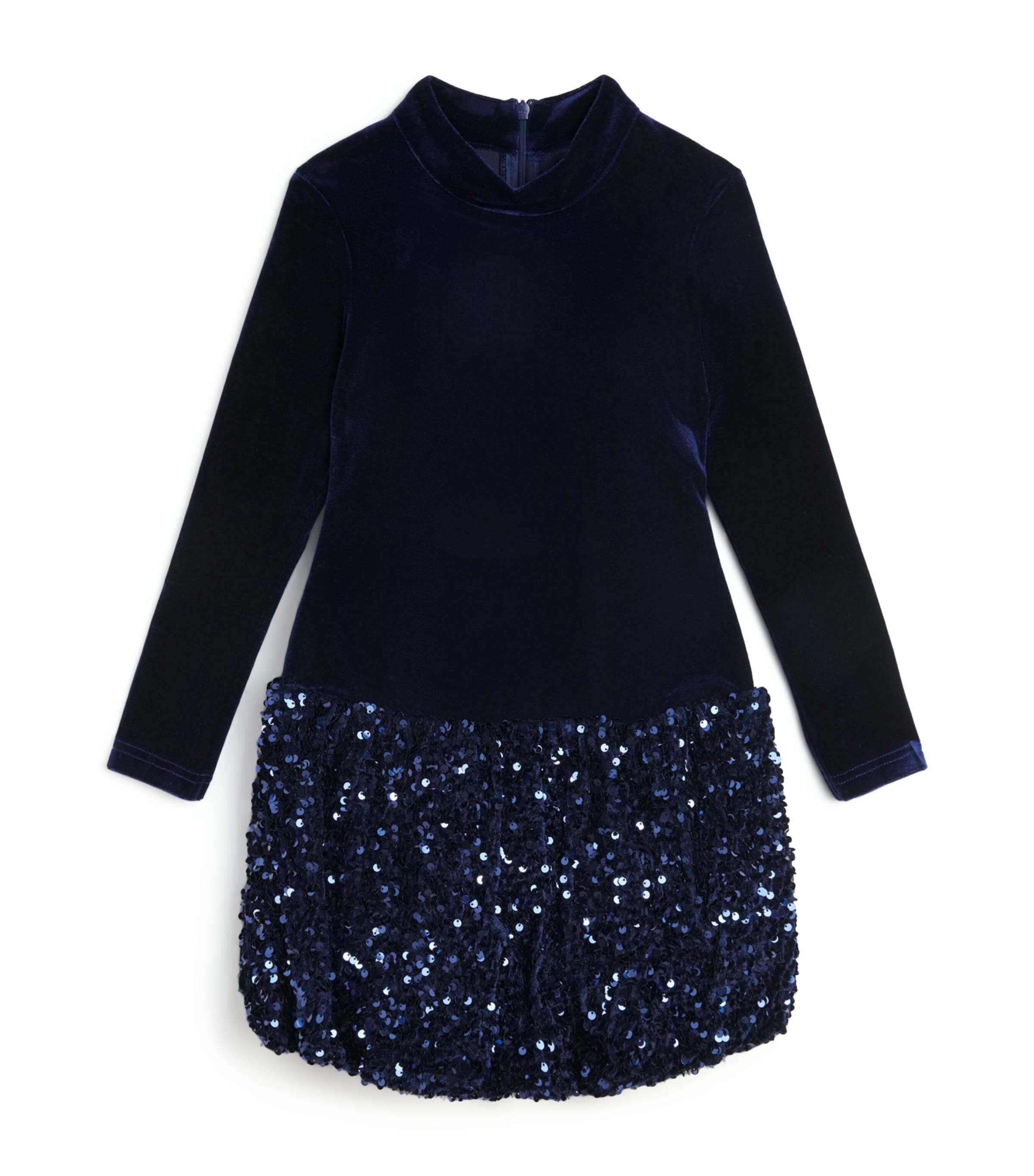 Bardot Junior Velvet-sequin Andi Bubble Dress In Blue