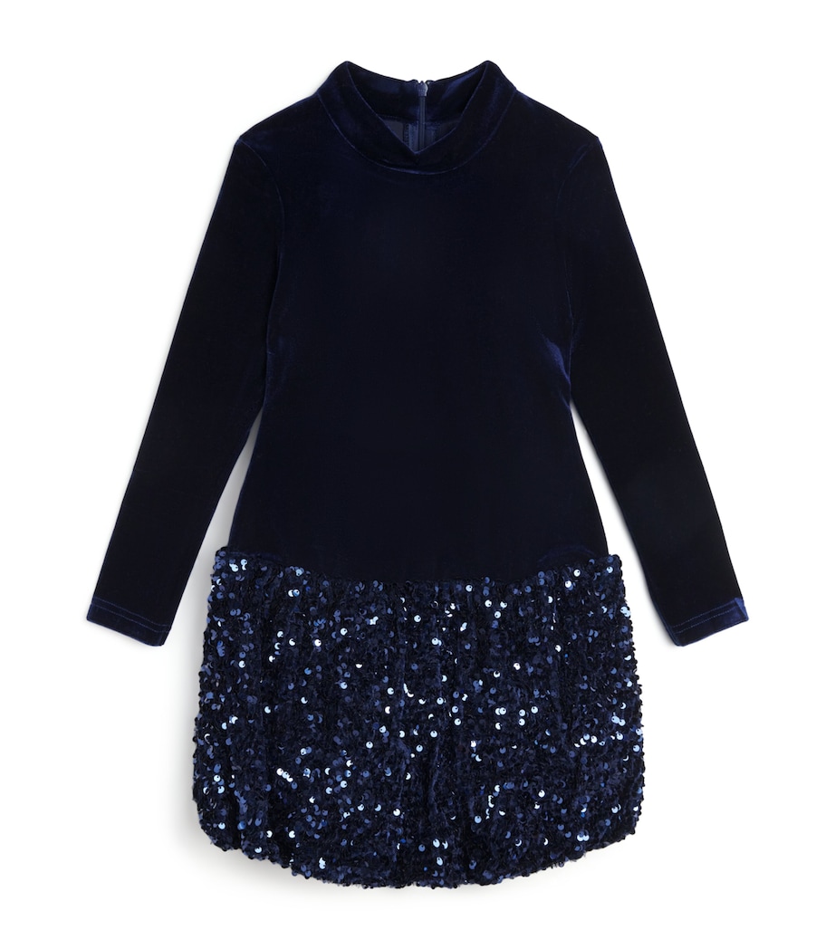 Velvet-Sequin Andi Bubble Dress (4-10 Years) NAVY Image 1