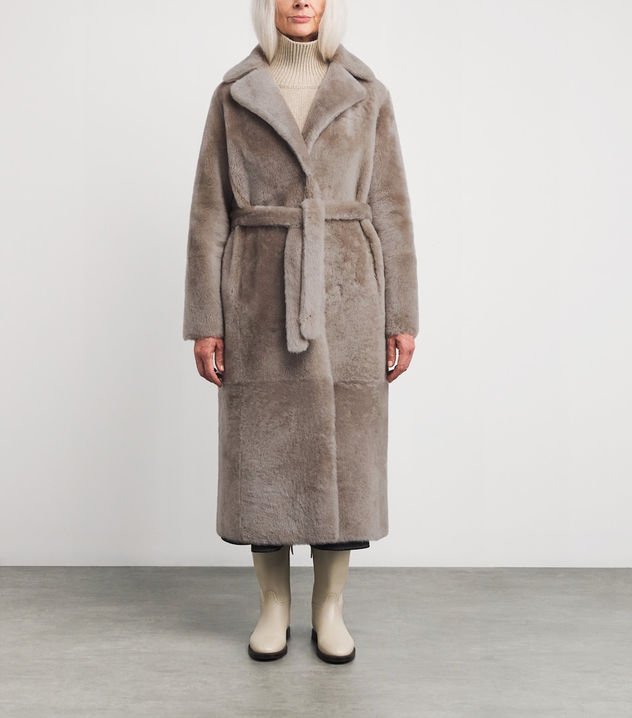 Lamb Fur Belted Coat A9113 Image 3