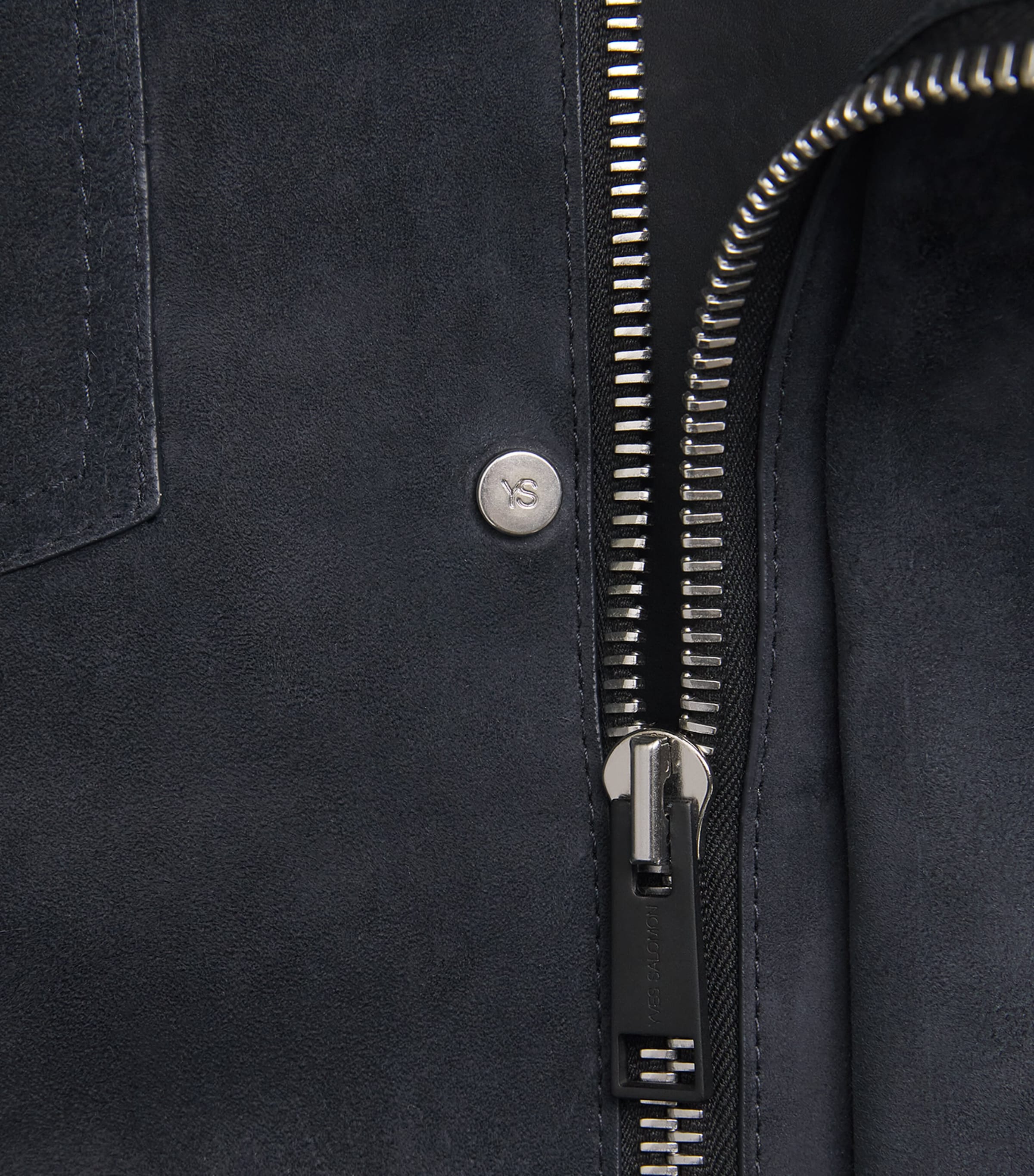Yves Salomon Mens Suede Zip-Up Jacket Nightfall Image 6