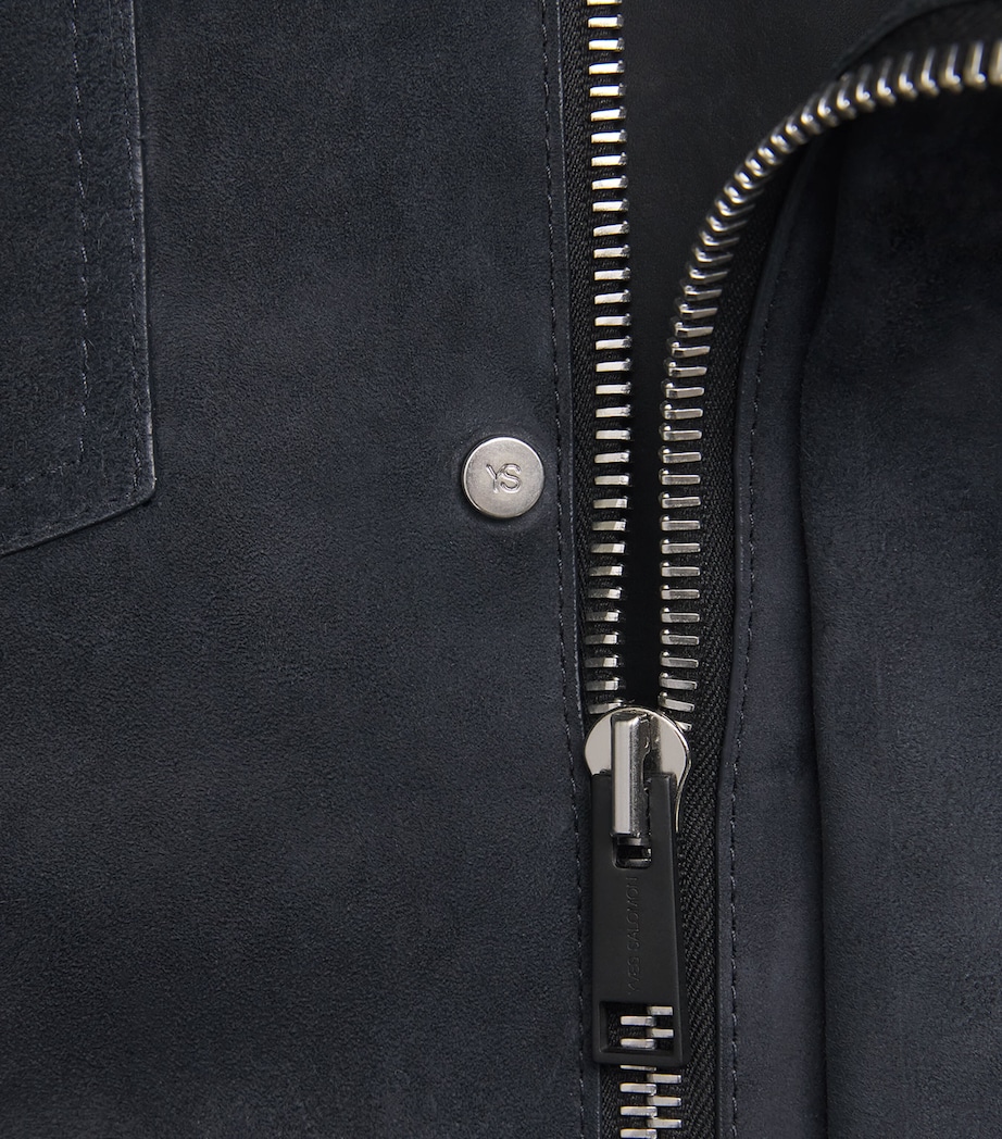 Yves Salomon Mens Suede Zip-Up Jacket Nightfall Image 6