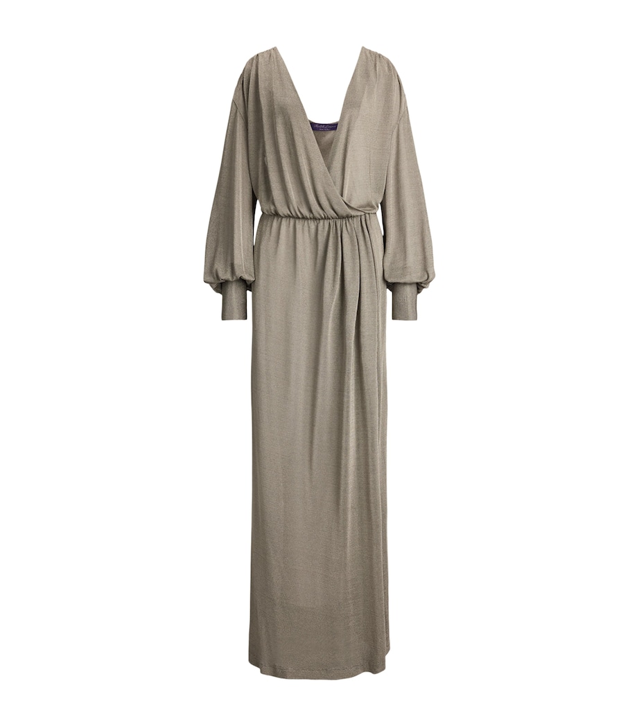 Ralph Lauren Collection Womens Metallic Jersey Stefanie Maxi Dress Tarnished Silver Image 1