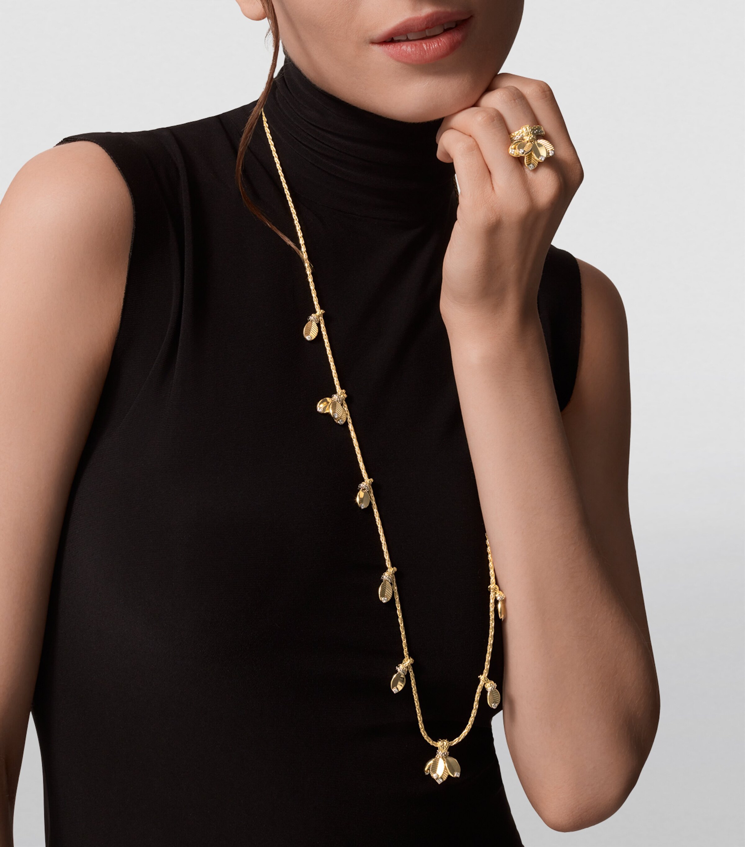 Yellow Gold and Diamond Grain de Café Necklace YELLOW GOLD Image 4