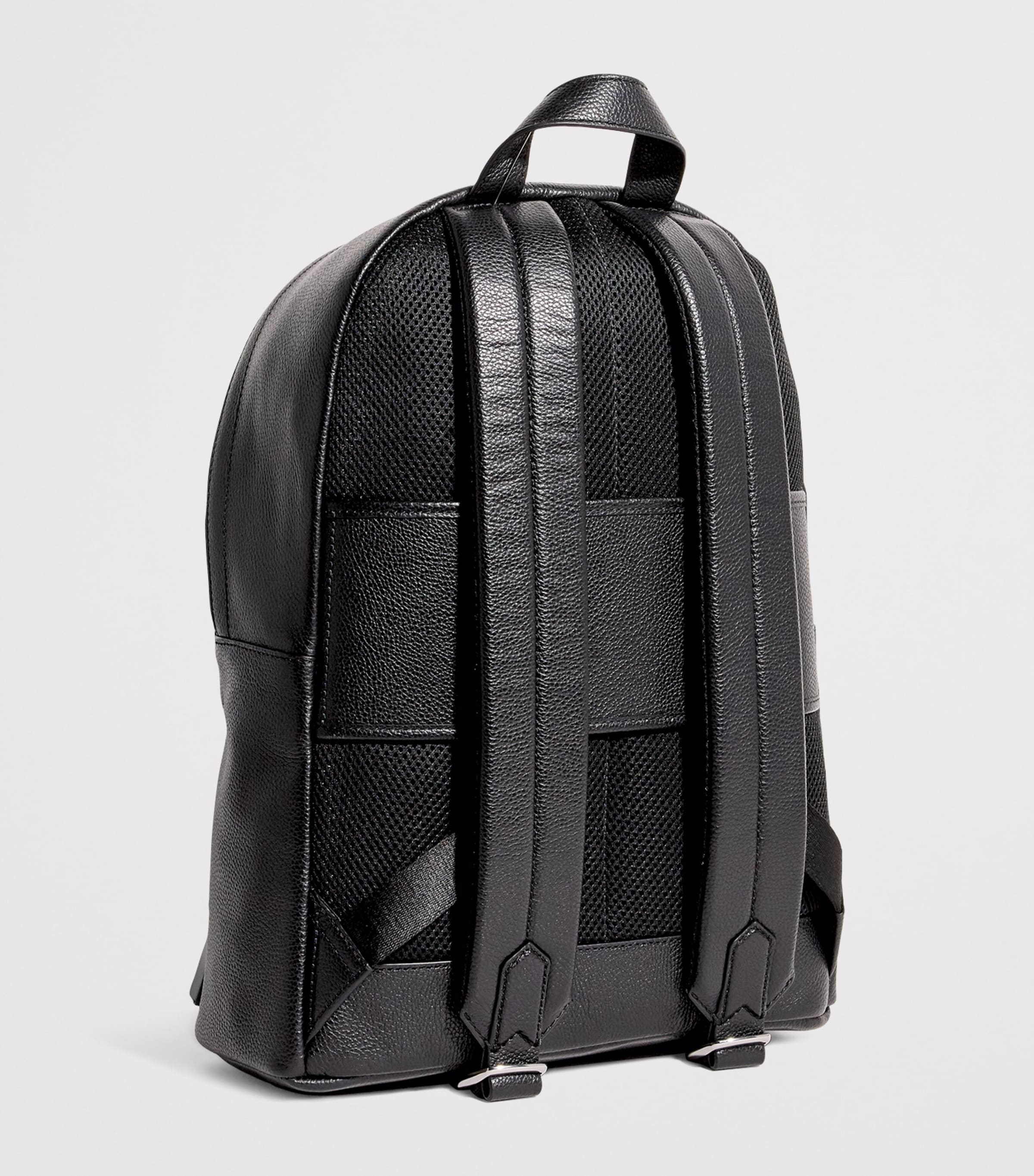 Pebbled Leather Backpack BLACK Image 3