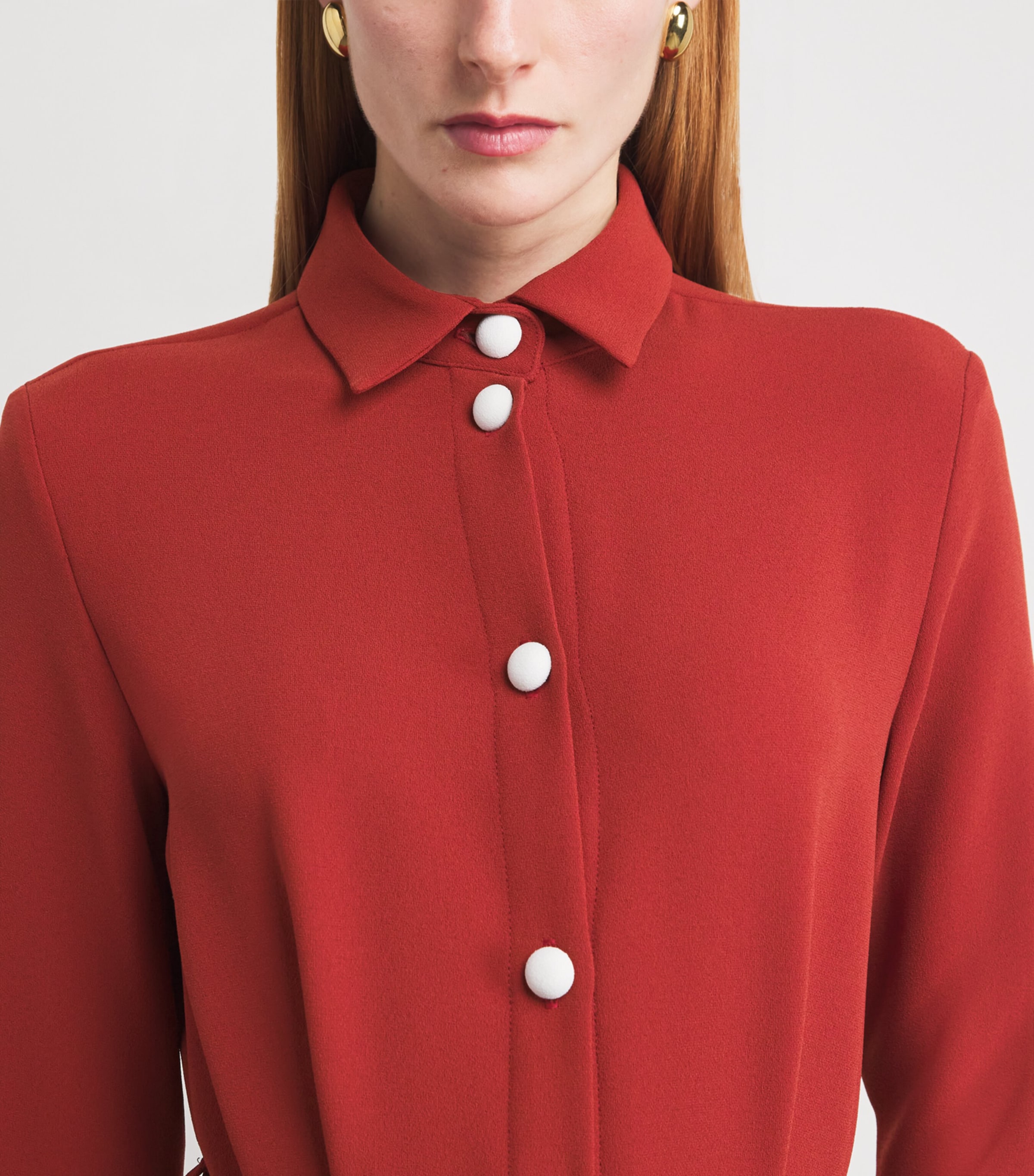 Belted Echo Midi Shirt Dress CARMINE Image 4