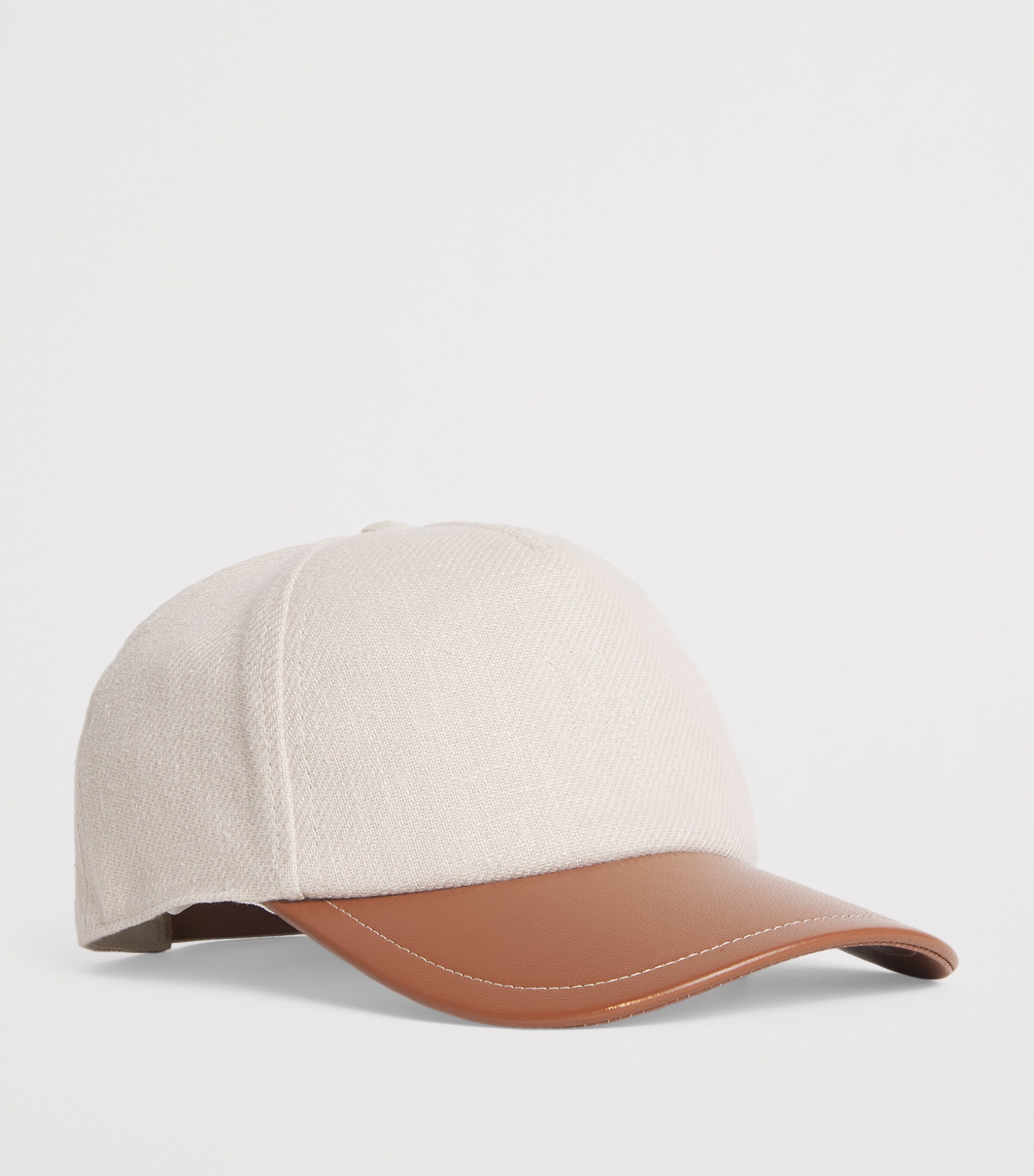 Eleventy x Harrods Leather-Trimmed Linen Baseball Cap Sabbia E Moro Image 2