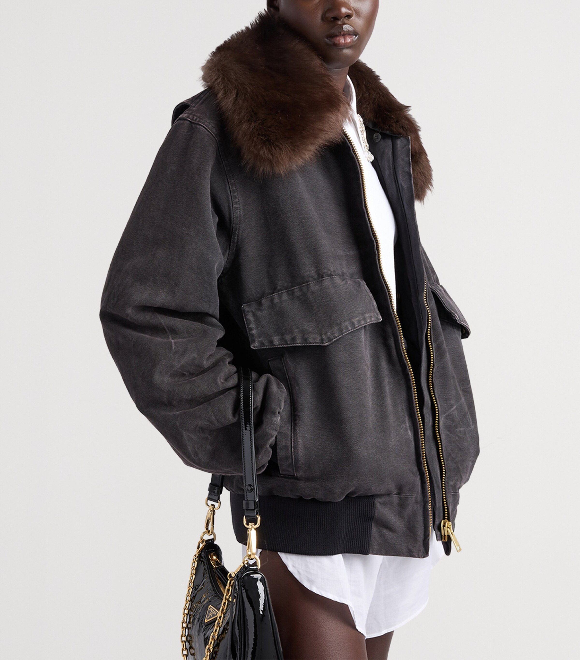 Fur-Collar Blouson Jacket F0002 Image 3