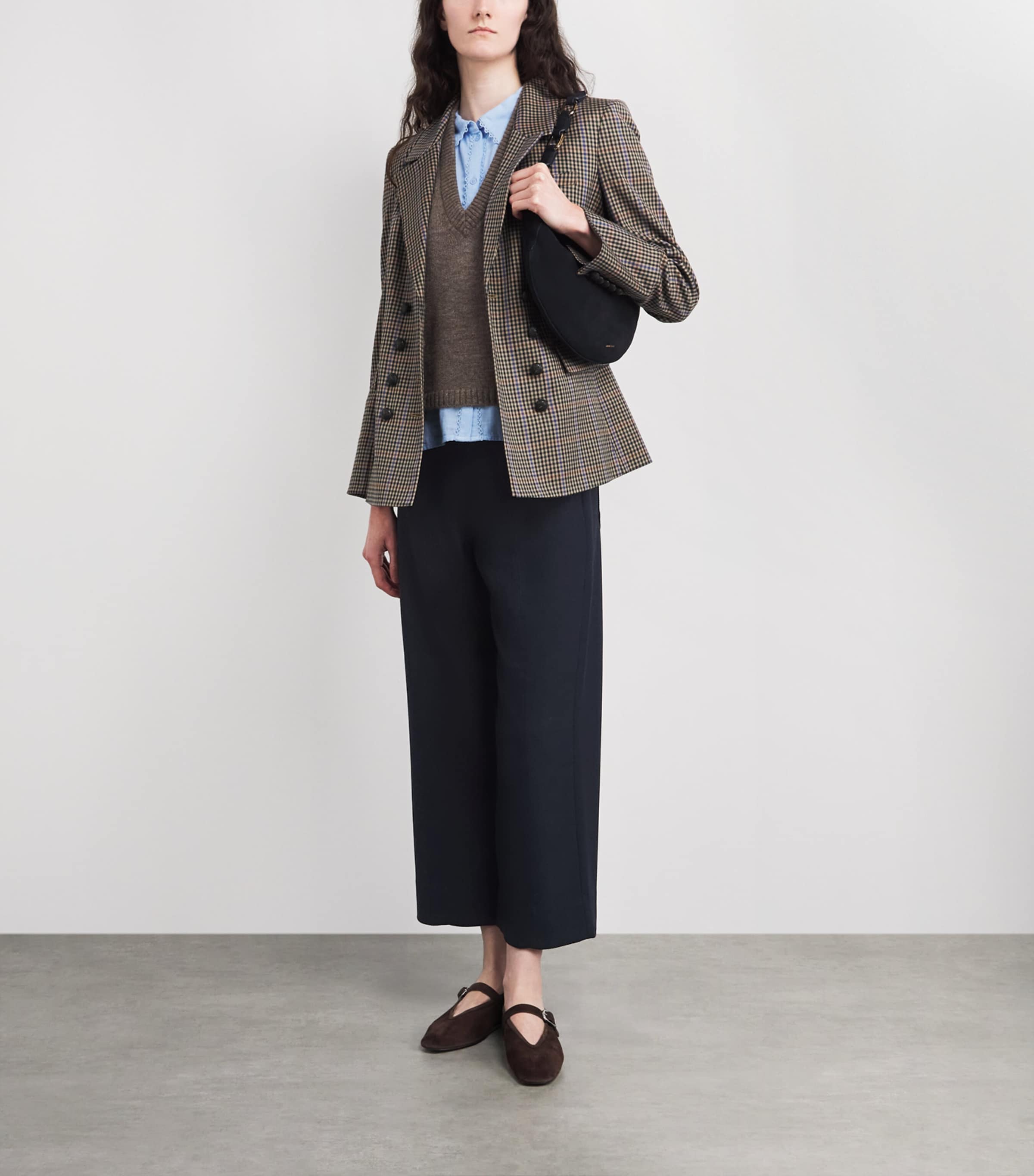 ME+EM Womens Straight Cropped Trousers Navy Image 2
