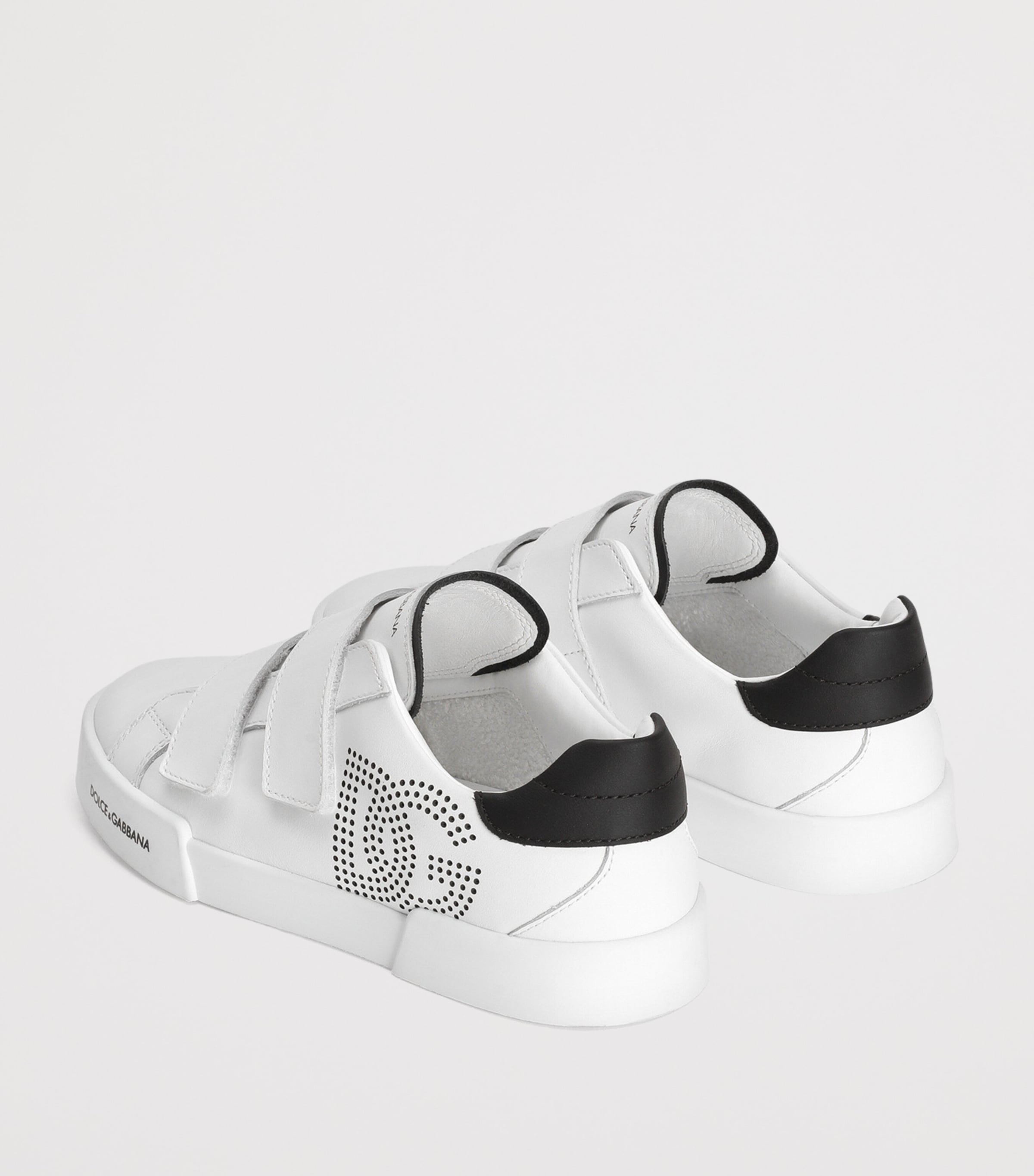 Dolce&Gabbana Kids Leather Logo Velcro Sneakers White/black Image 3