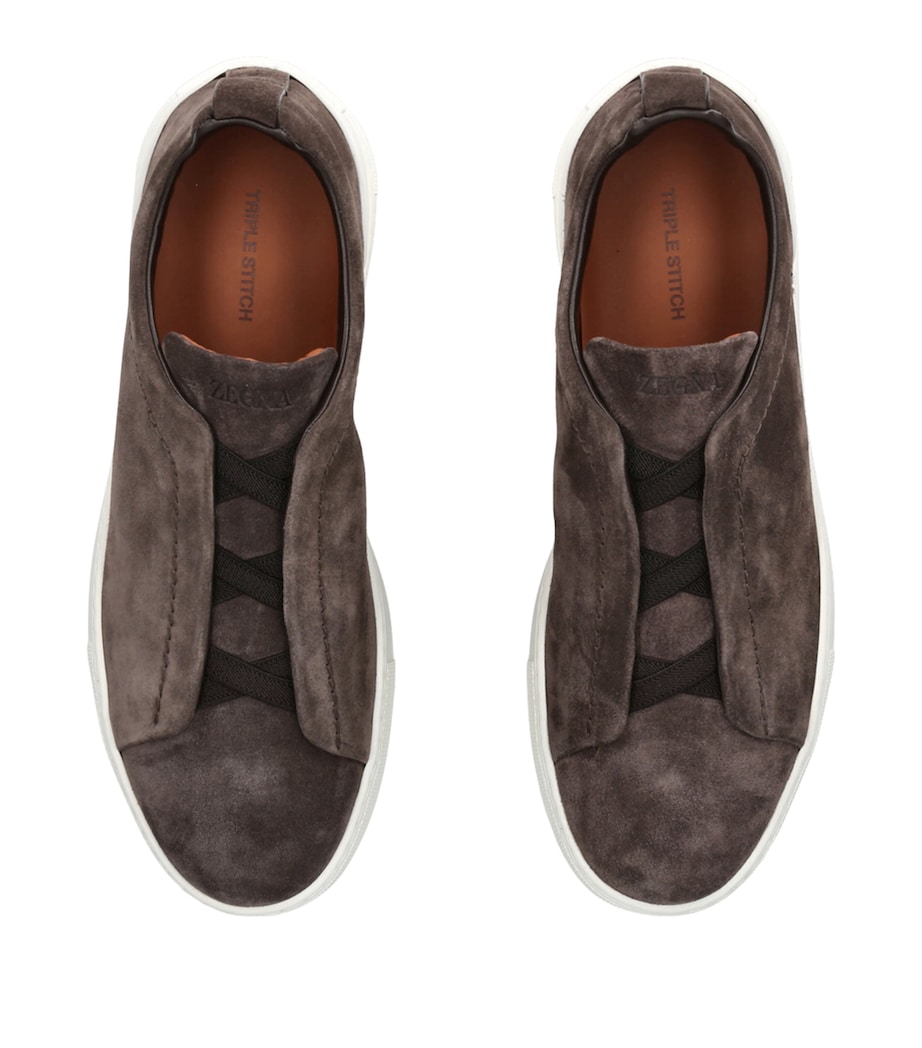 Suede Triple Stitch Sneakers DARK BROWN Image 4