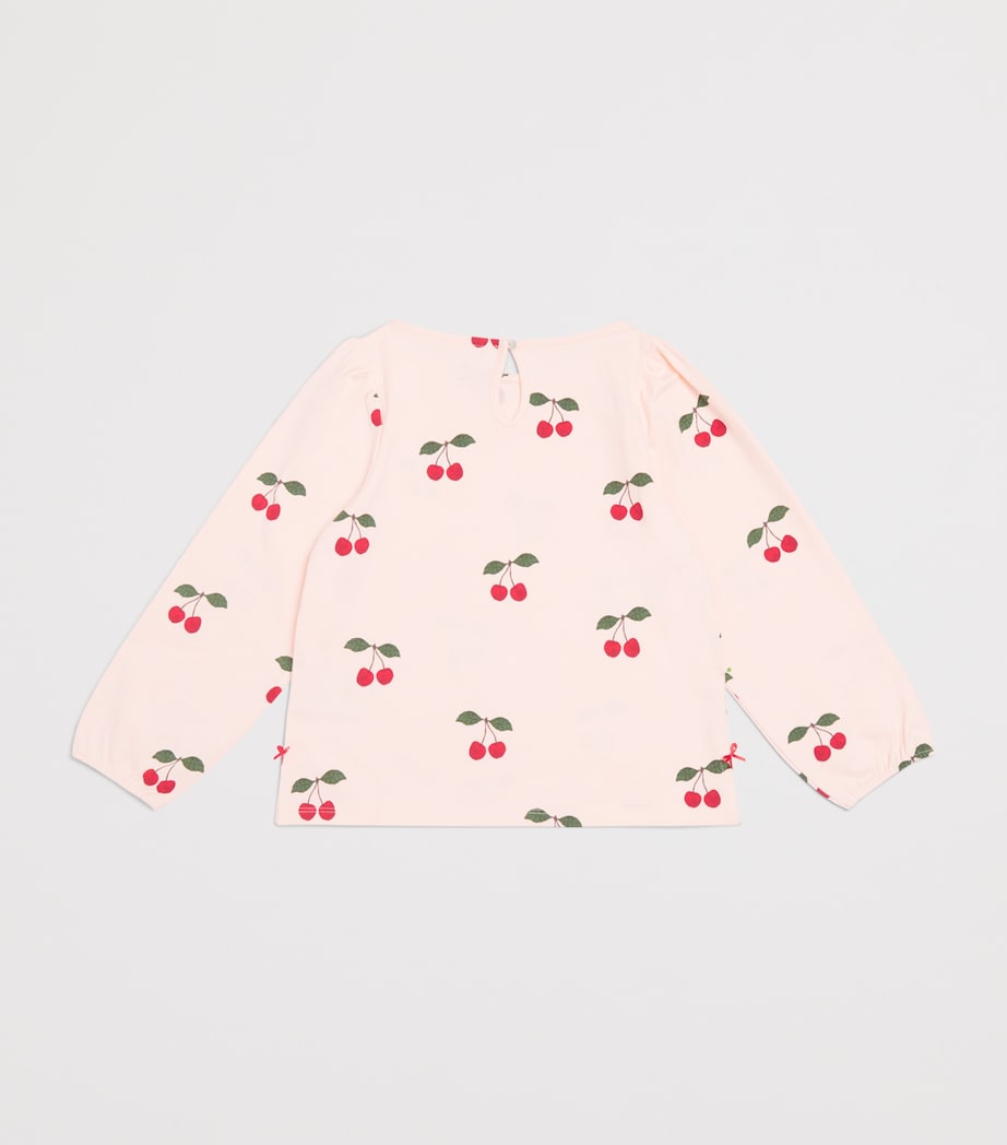 KONGES SLOJD Organic Cotton Cherry Print T-Shirt (2-8 Years) Peony Image 2
