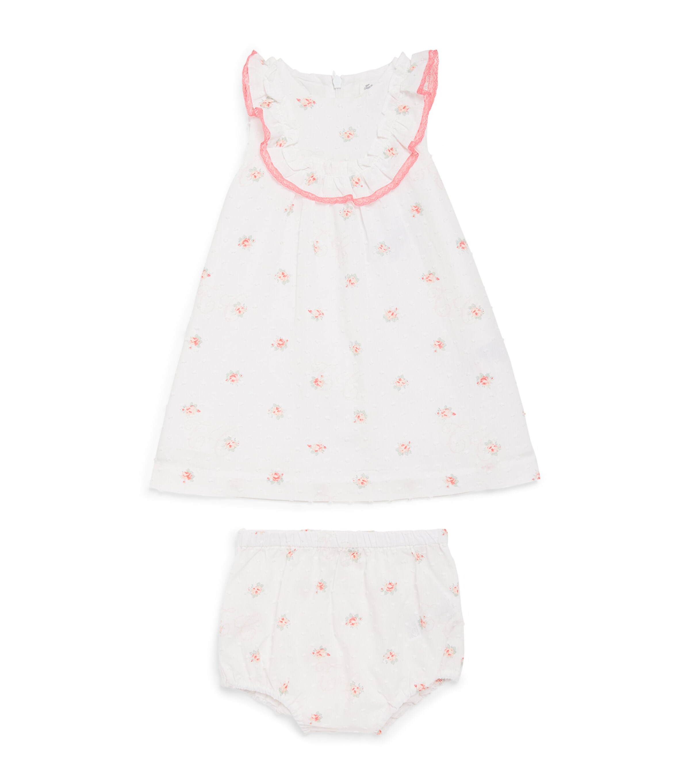 Shop Tartine Et Chocolat Cotton Ruffle-collar Sleeveless Dress In White