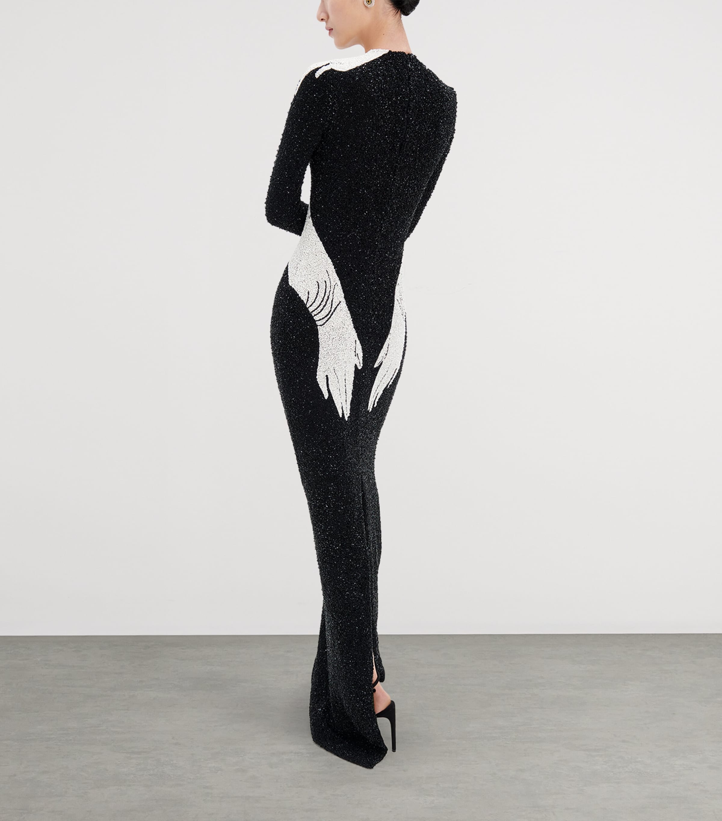 Schiaparelli Womens Trompe-l'Oeil Hand Maxi Dress Black Image 3