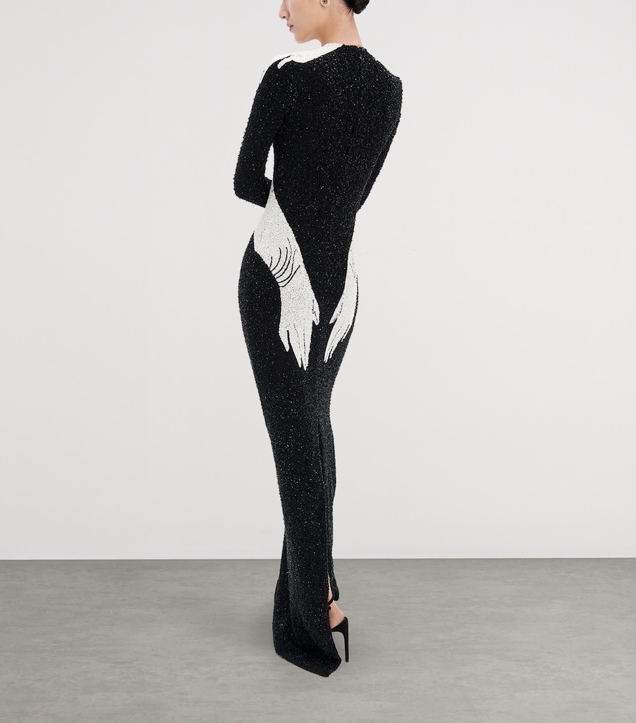 Schiaparelli Womens Trompe-l'Oeil Hand Maxi Dress Black Image 3