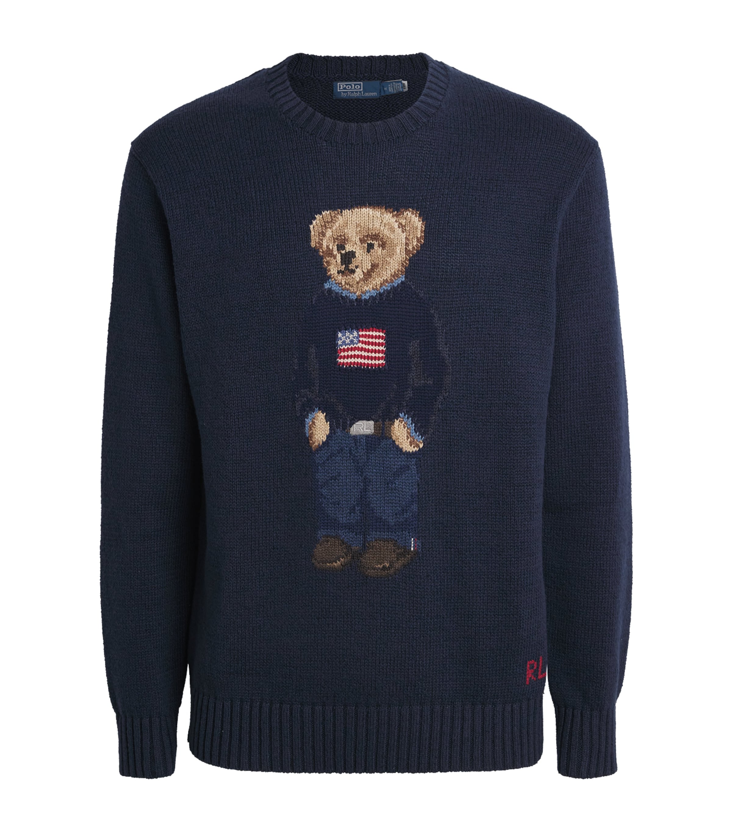 Polo Ralph Lauren Mens Cotton-Linen Polo Bear Sweater Bear Navy Image 1