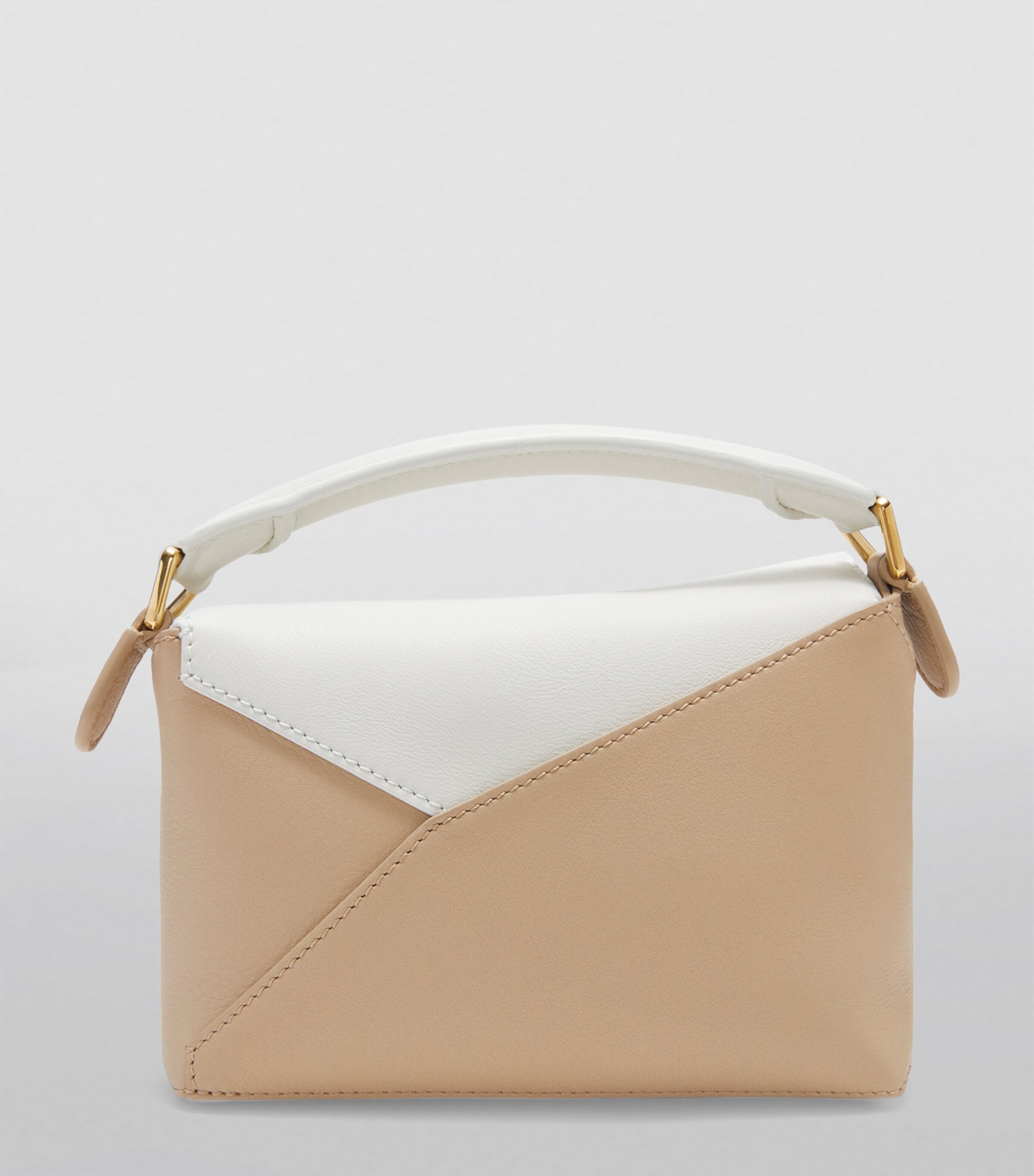 Mini Leather Puzzle Edge Top-Handle Bag SOFT WHITE/PAPER Image 4