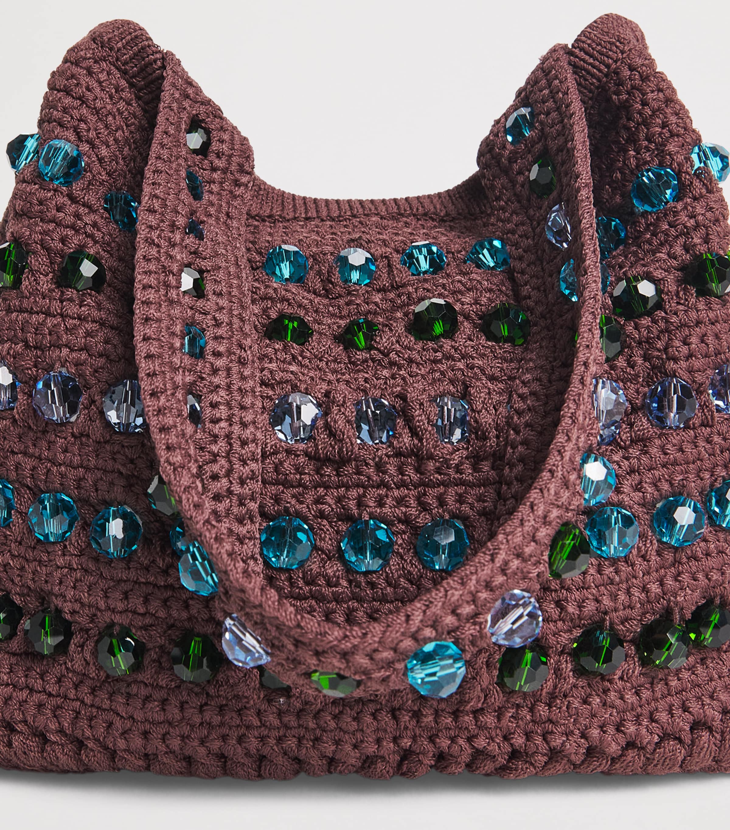 Sandro Paris Crochet Beaded Top-Handle Bag Brown Image 6