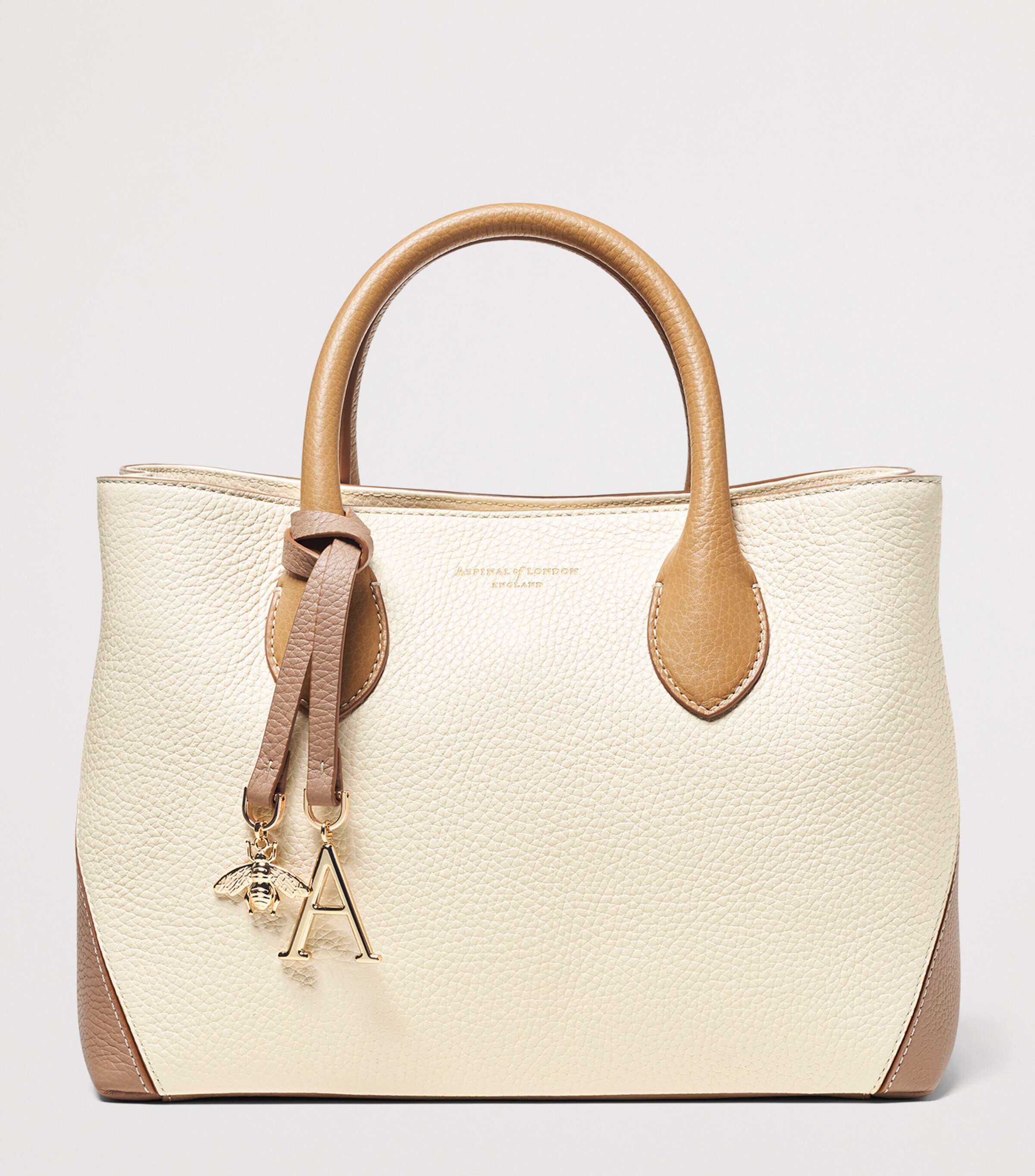 Aspinal Of London Medium Leather London Tote Bag Taupe Image 3