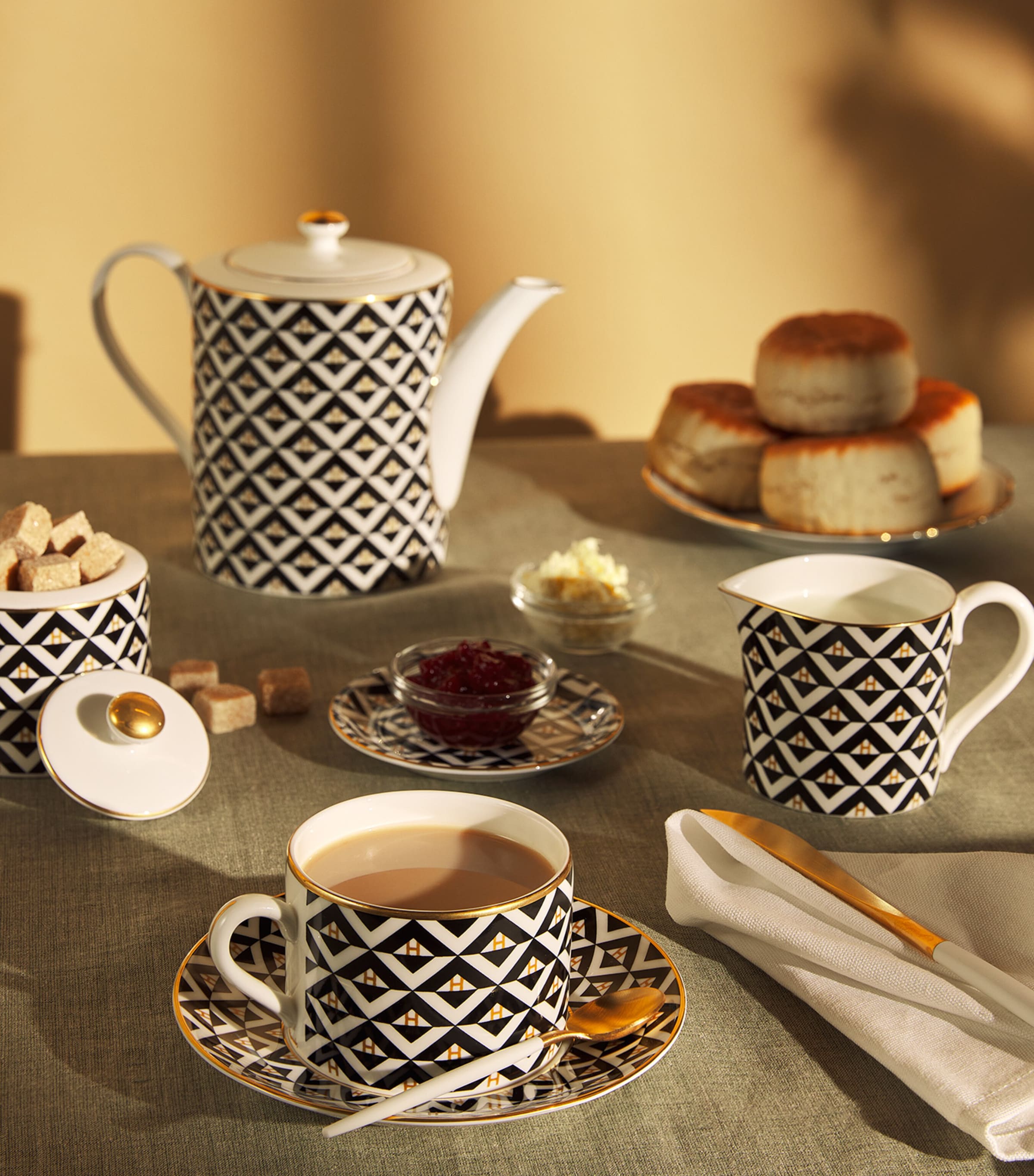 Harrods Geometric Tea Cup and Saucer Set Image 3