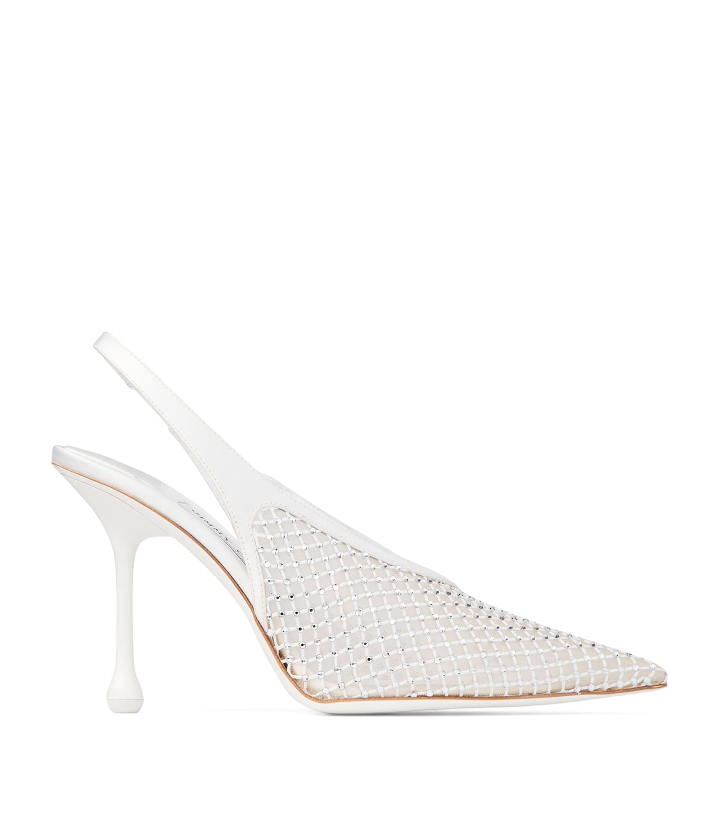 Jimmy Choo Isa 95 Leather Slingback Pumps In White