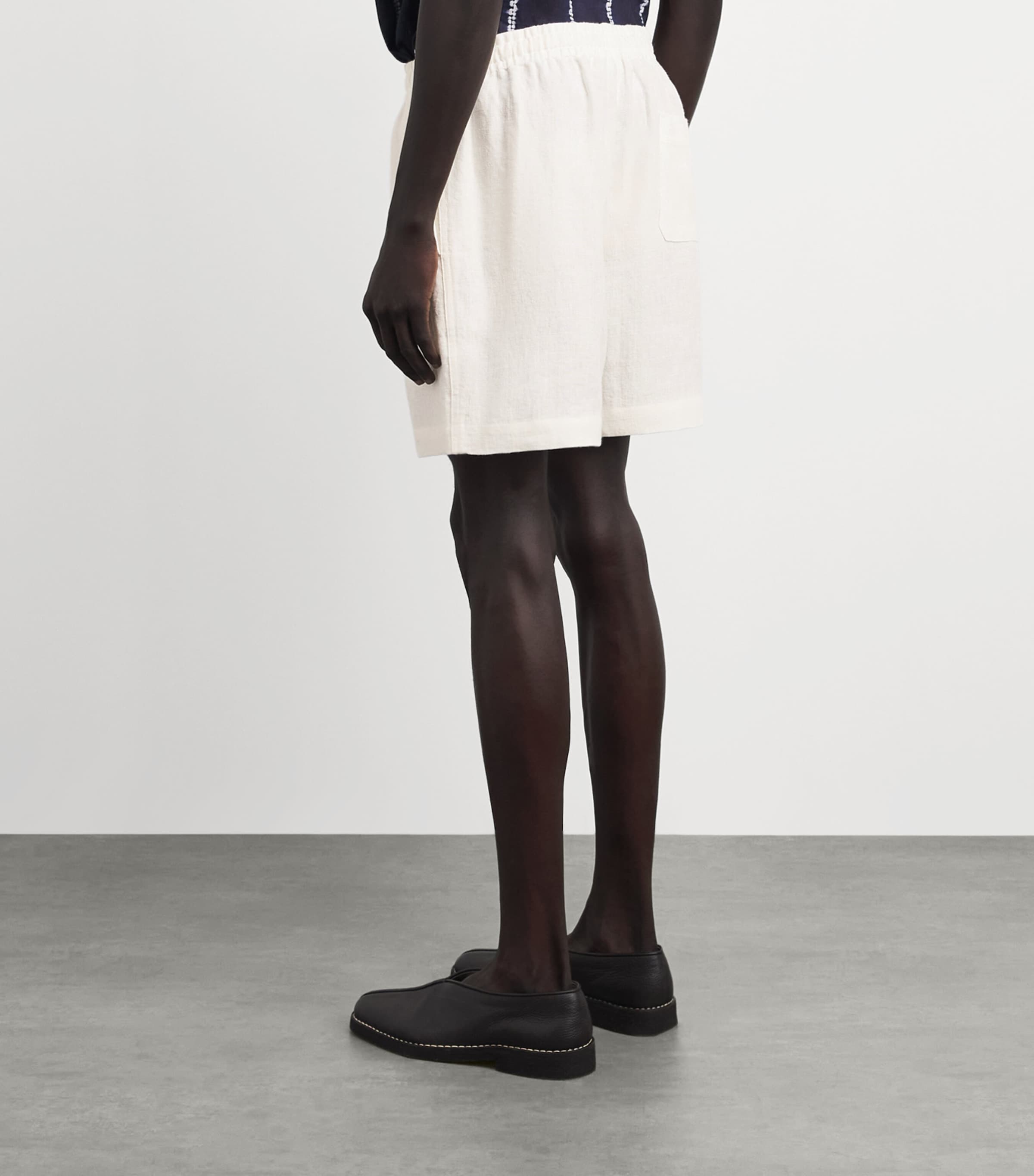 COMMAS Mens Linen Drawstring Shorts White Image 5