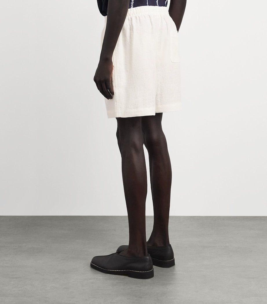 COMMAS Mens Linen Drawstring Shorts White Image 5