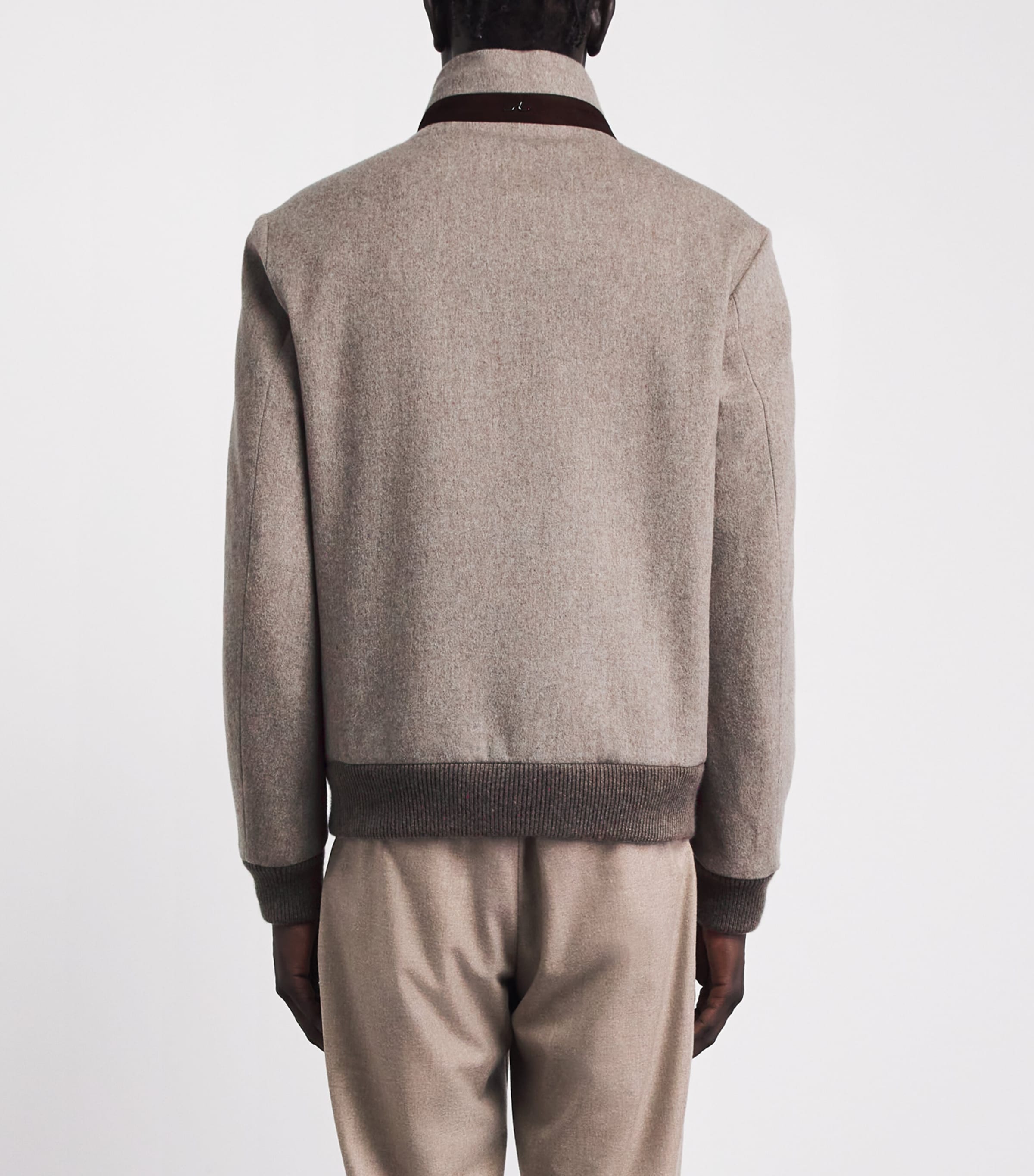 Paul & Shark Mens Cashmere Padded Bomber Jacket Beige Image 5