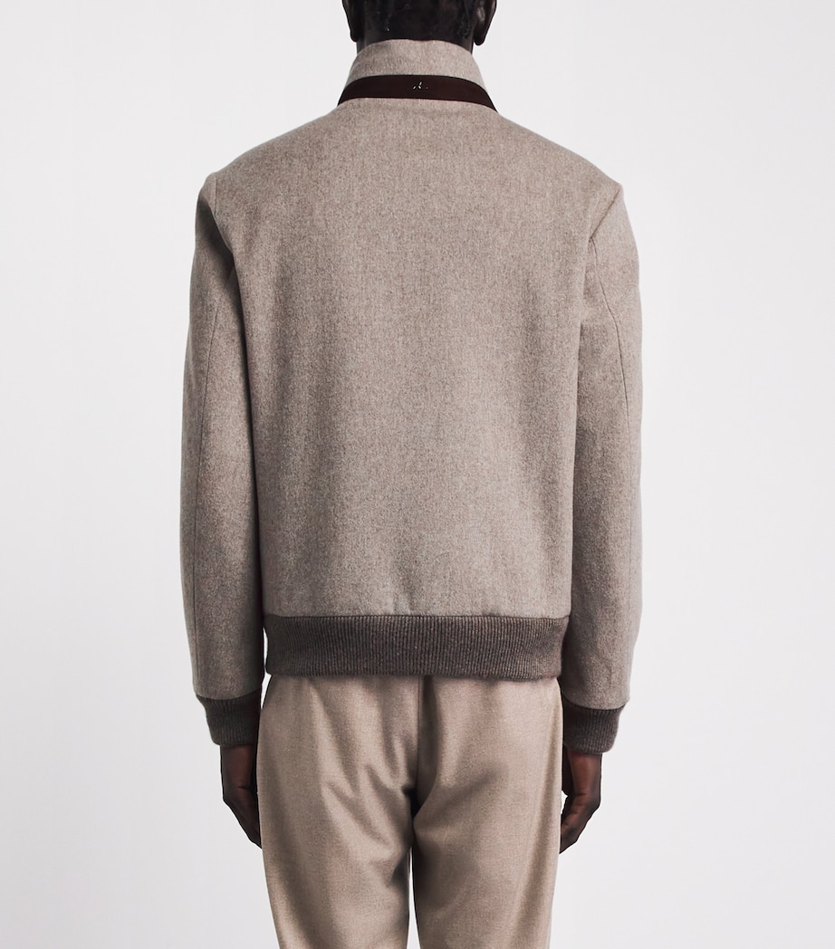 Paul & Shark Mens Cashmere Padded Bomber Jacket Beige Image 5