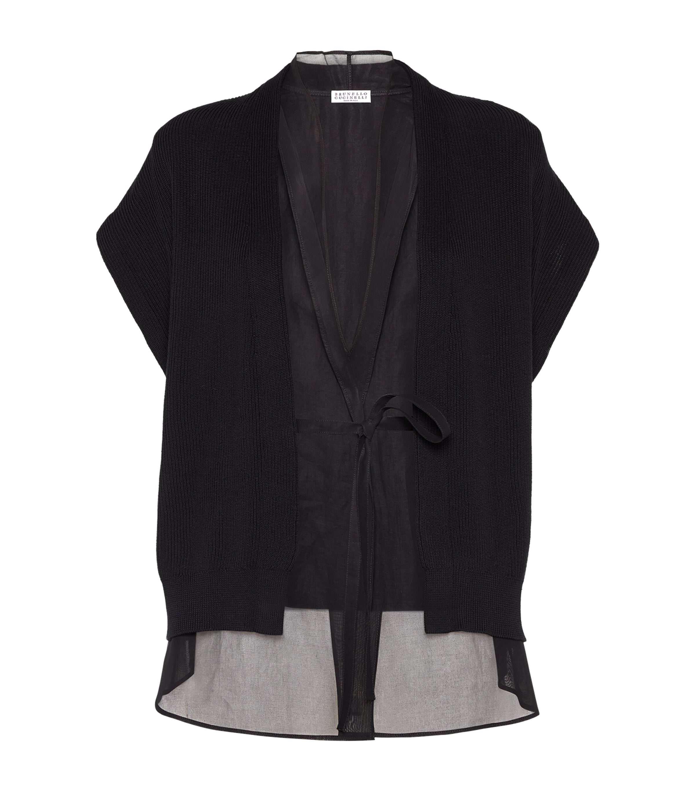 Brunello Cucinelli Layered Cardigan With Monili In Black