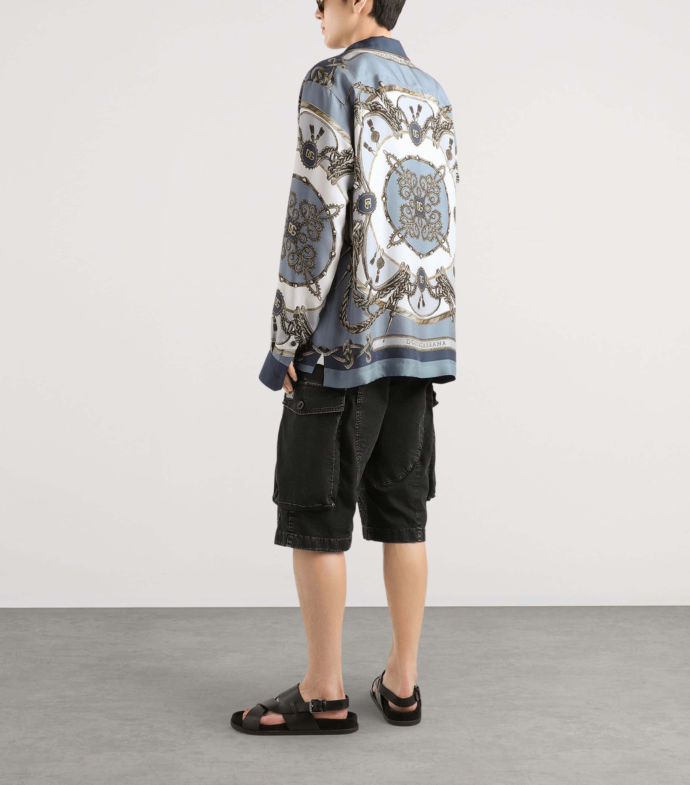Dolce&Gabbana Mens Silk Cargo Print Shirt Corde/nappe F. Image 3