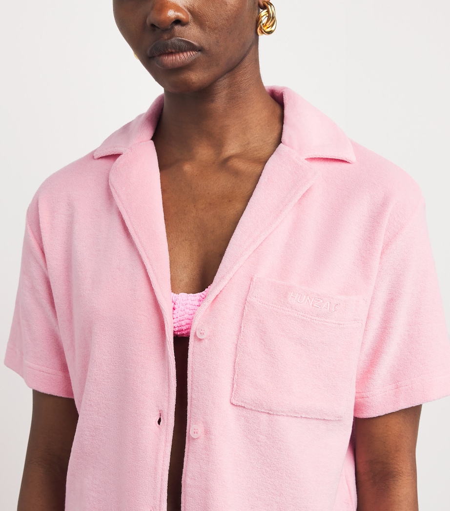 Hunza G Womens Towelling Resort Shirt Pink Image 3