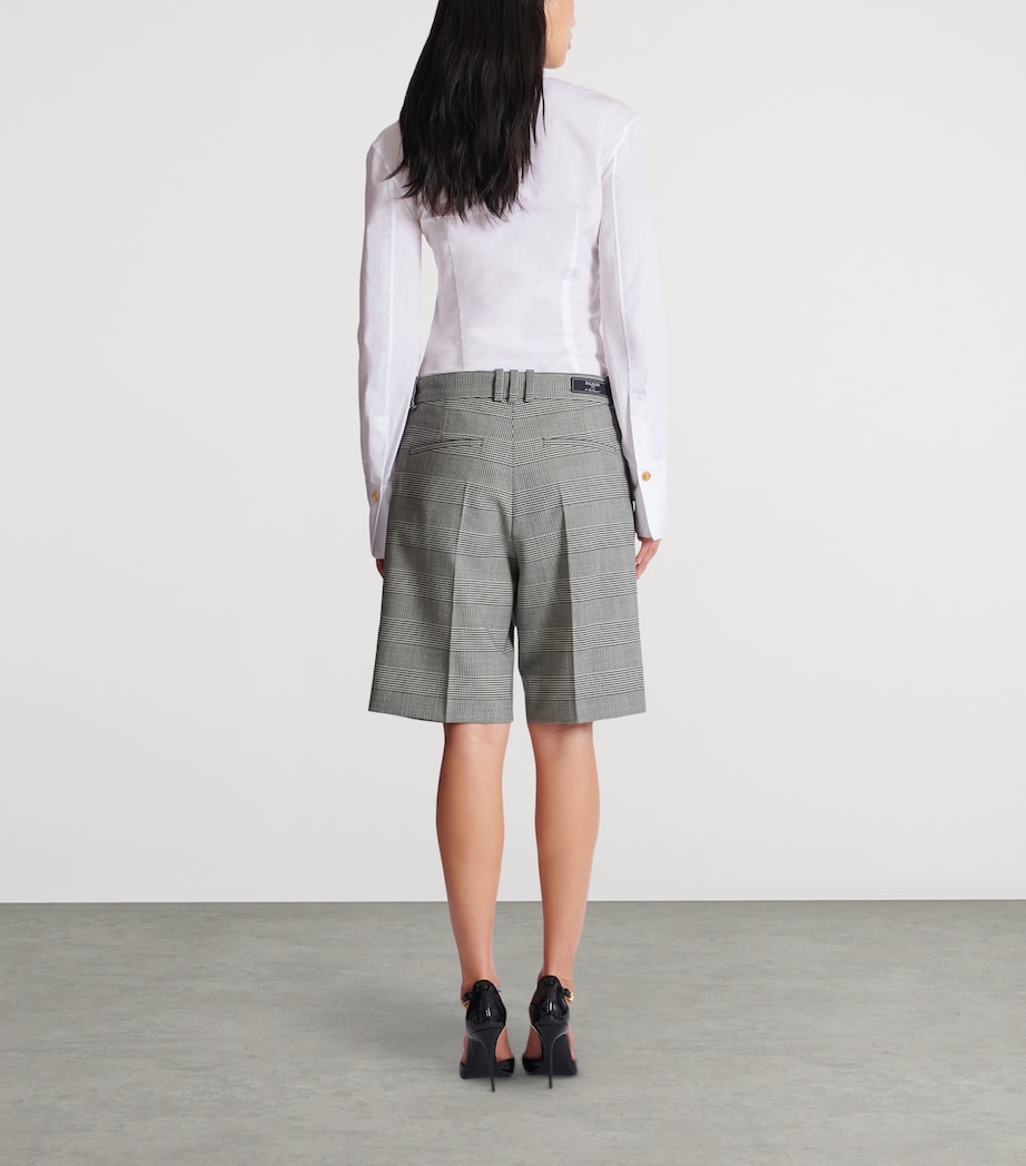 Virgin Wool-Blend Check Shorts EAB BLANC/WHITE. Image 6