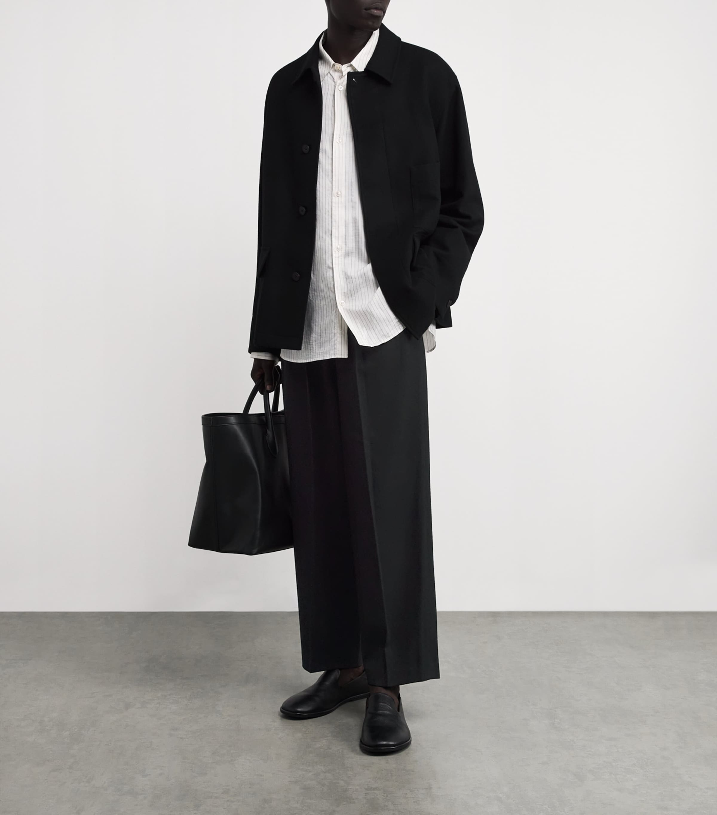 Wool Pleated Trousers BLACK Image 2