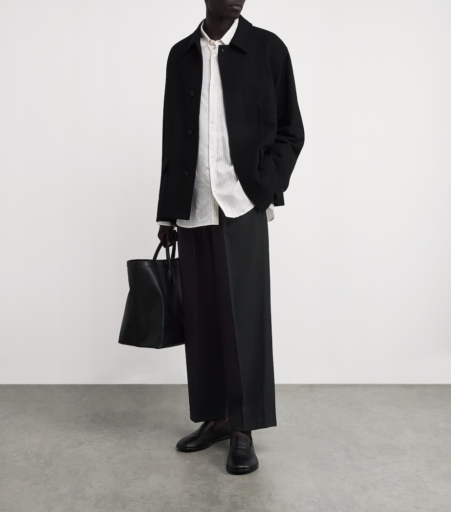 Wool Pleated Trousers BLACK Image 2