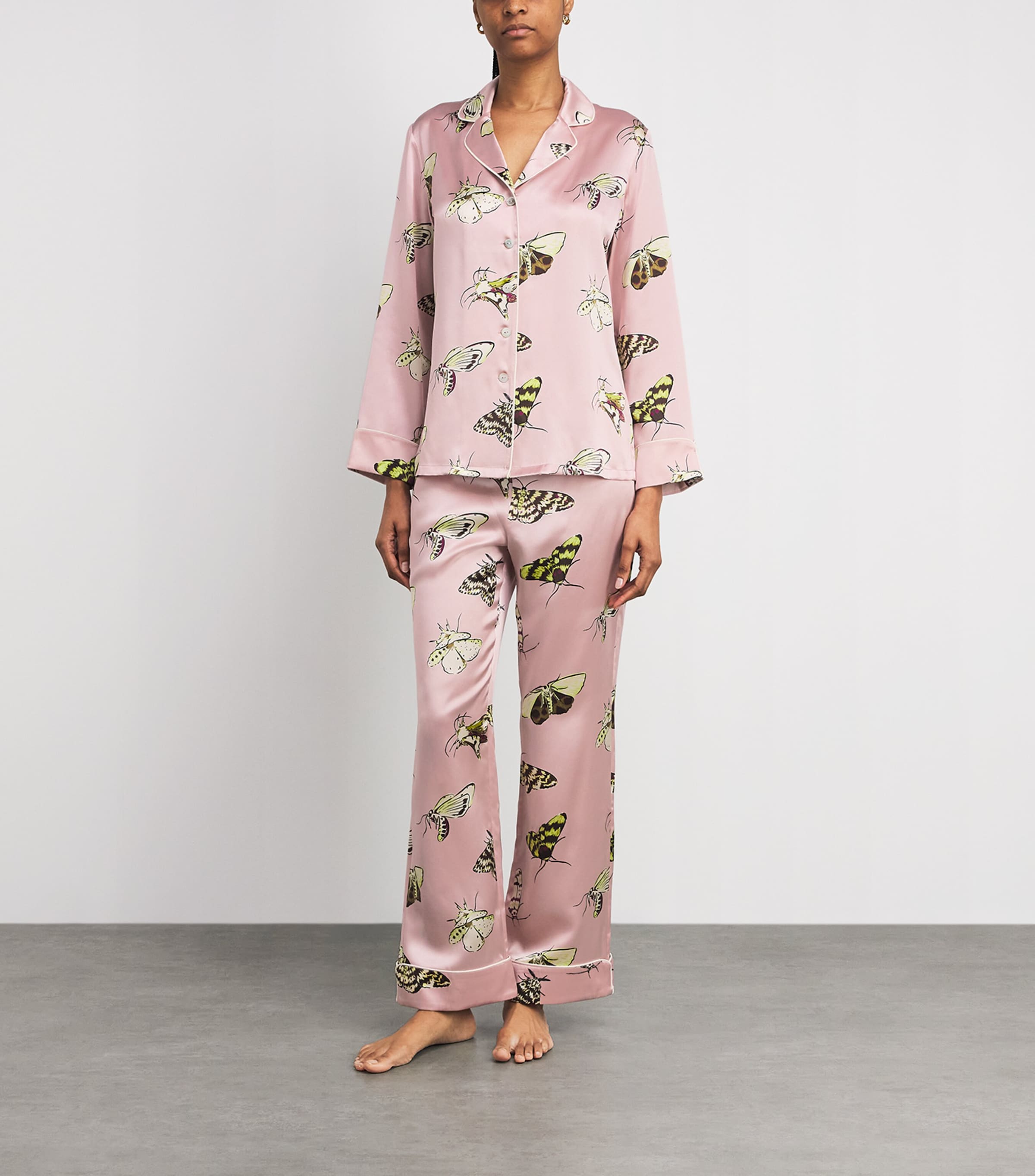 Olivia von Halle Womens Silk Moths Lila Pyjama Set Elda Image 2