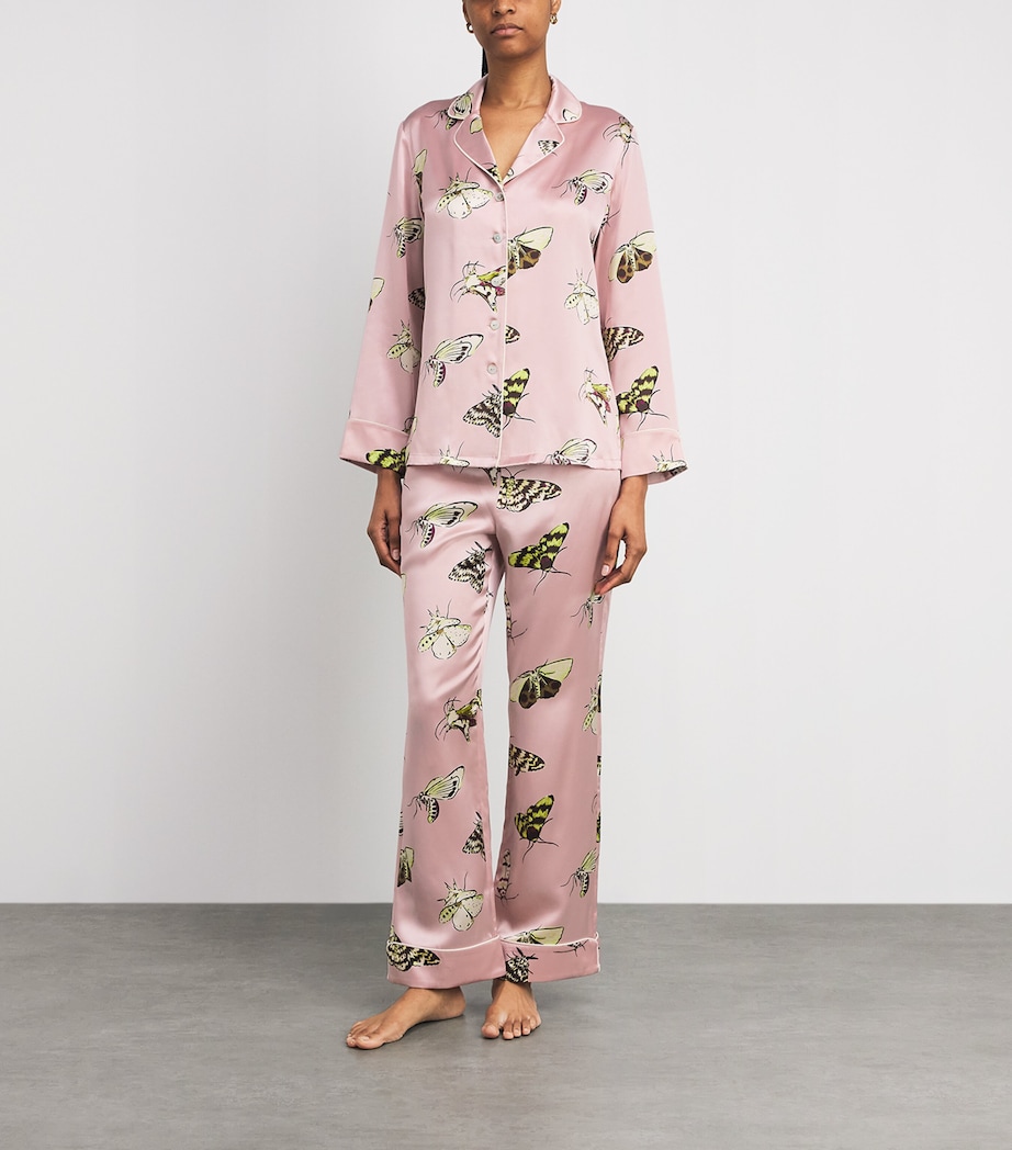 Olivia von Halle Womens Silk Moths Lila Pyjama Set Elda Image 2