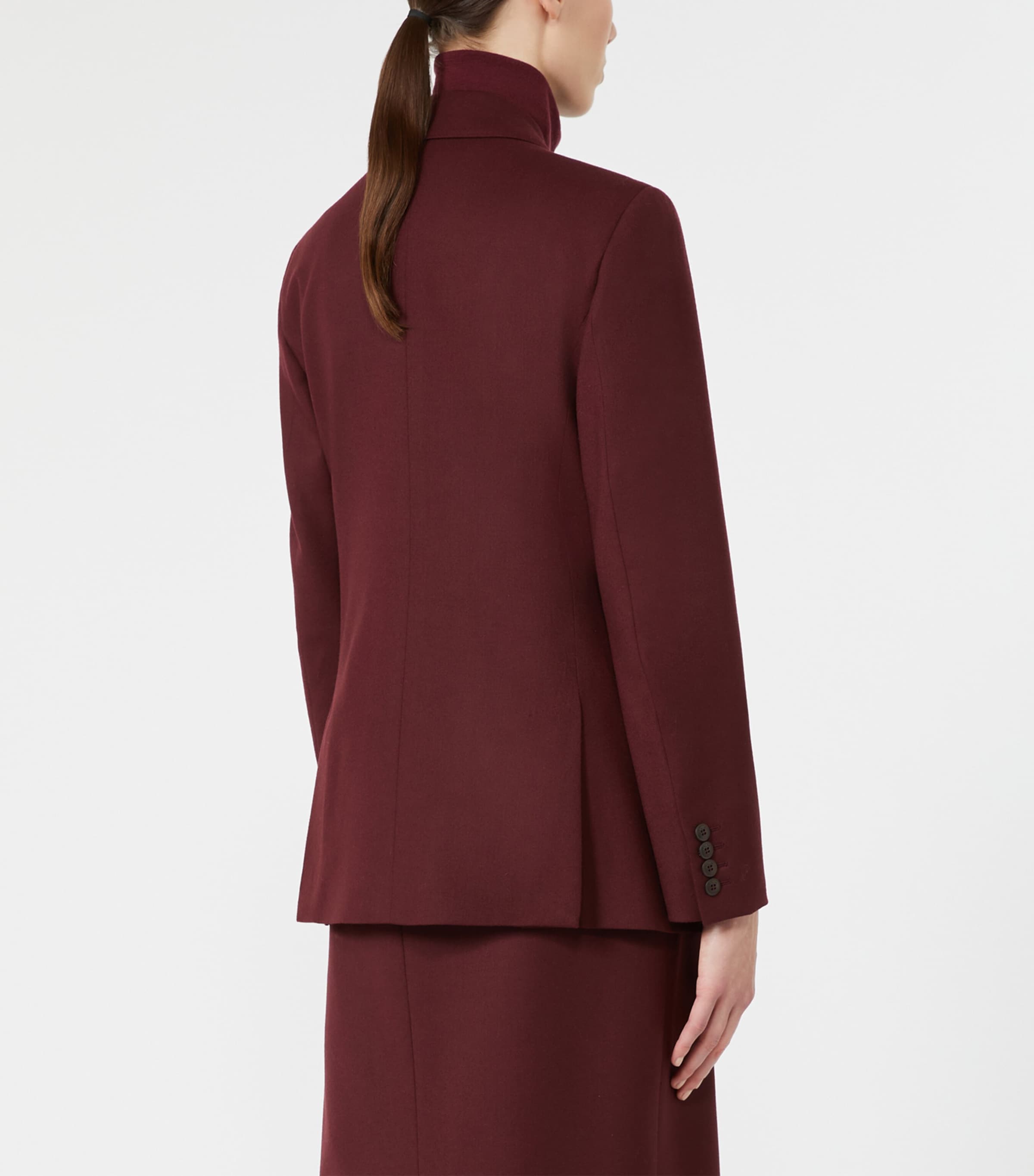 Max Mara Womens Virgin Wool-Blend Blazer Wine Coloured Image 4