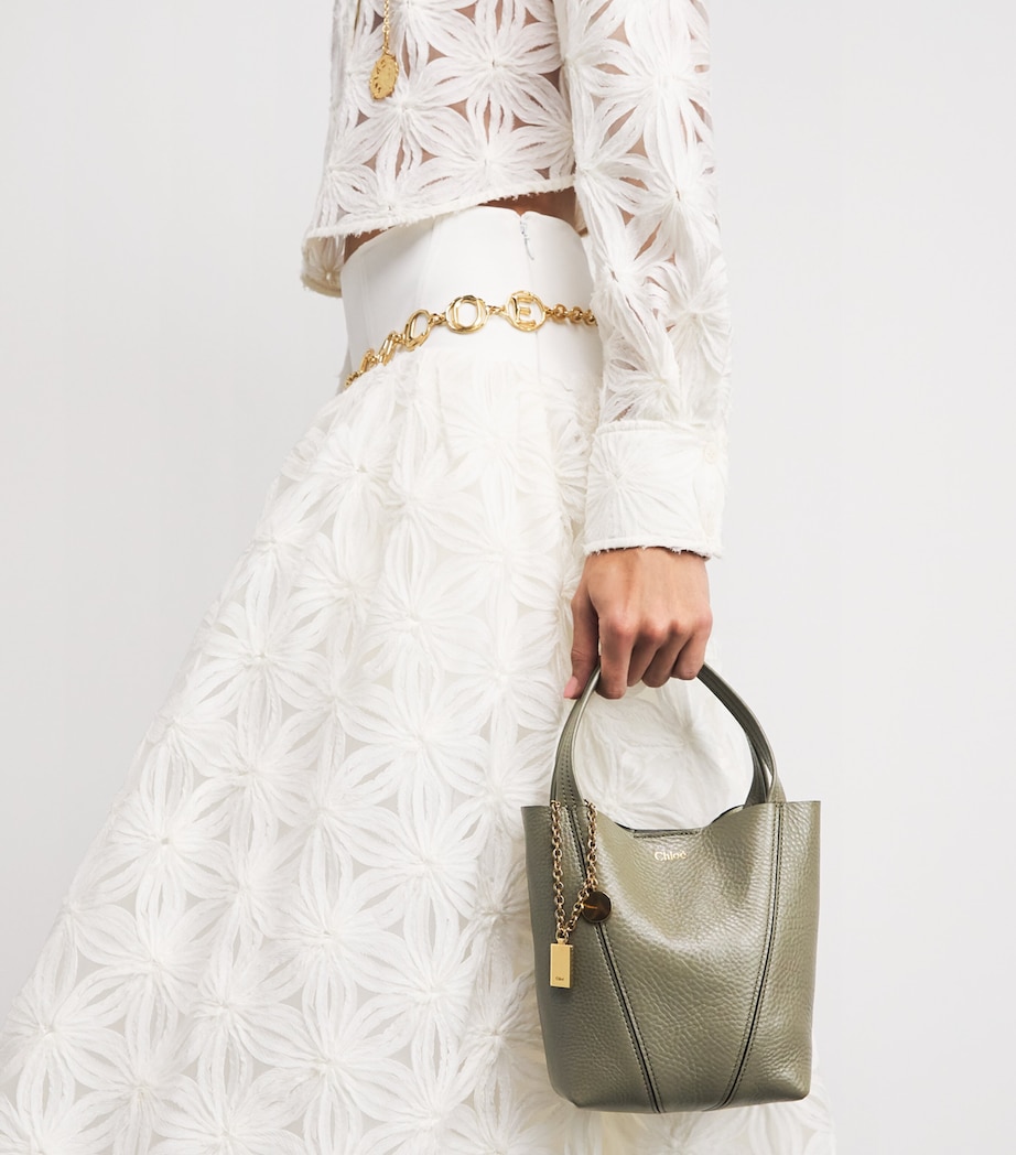 Small Leather Spin Tote Bag ALOE GREEN Image 5